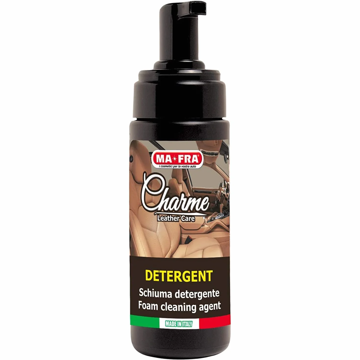 Ma-Fra, Charme Detergent, Pianka do Czyszczenia skóry Wnętrza Samochodu, jej Neutralna Formuła Głęboko Oczyszcza, Rozpuszcza brud i Pozostawia Powierzchnie Czyste Przez długi Czas, Rozmiar 150 ml