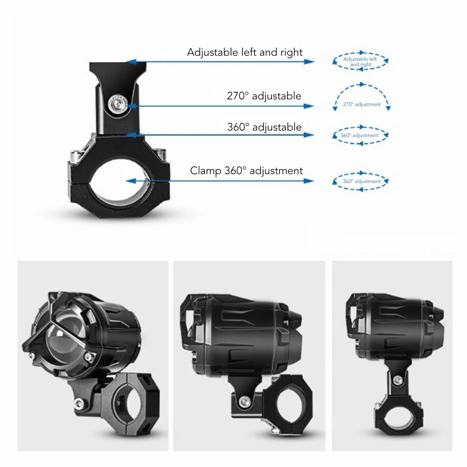 Fydun Uchwyt Montażowy Reflektora M5 Regulowany 18mm-30mm Zaciskowy do Motocross Off Road ATV UTV