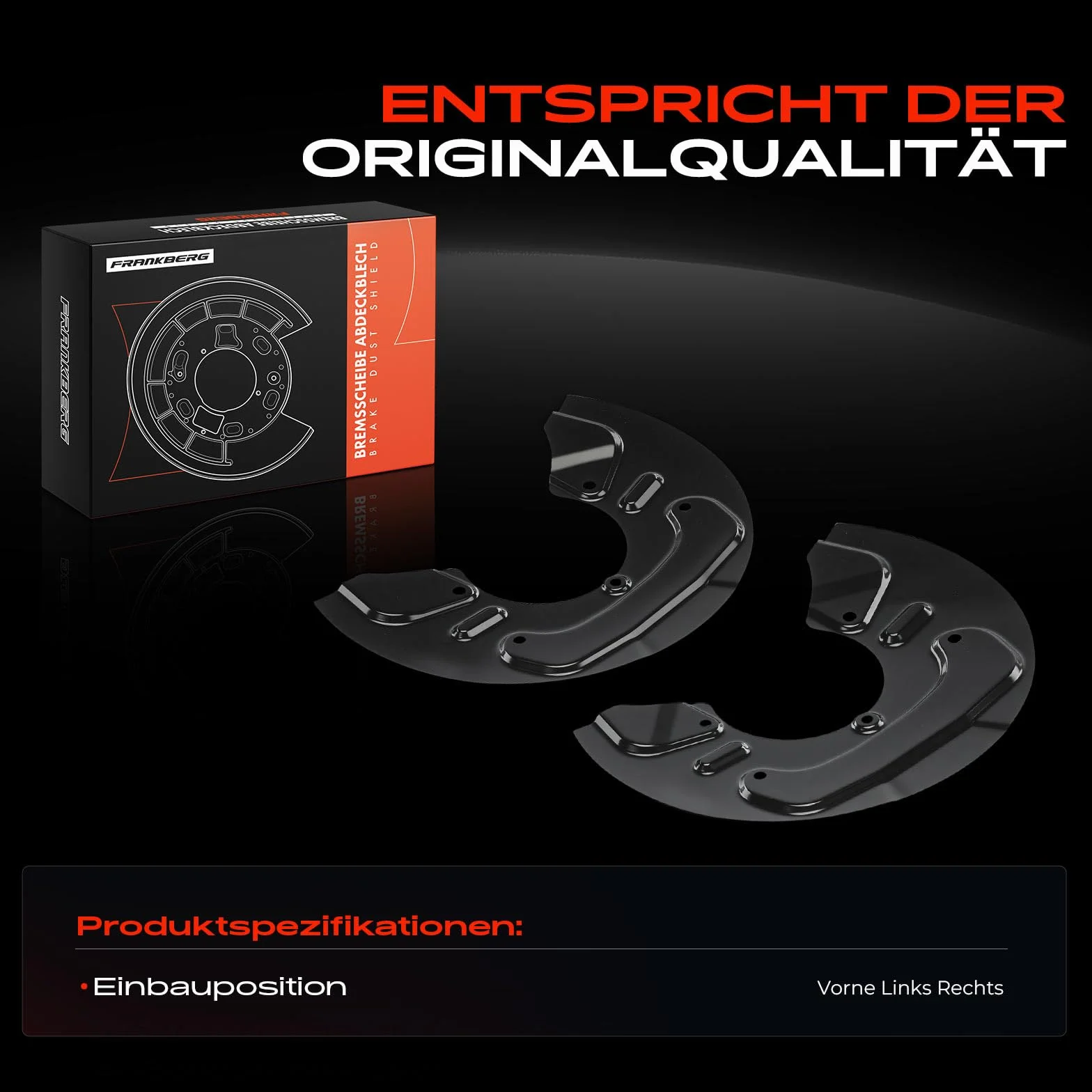 Frankberg Blacha kotwiąca, błotnik kompatybilny z ML350 2007-2011, Brake Dust Shield, Black Front Left and Right 2 szt., zamiennik # A1644210320