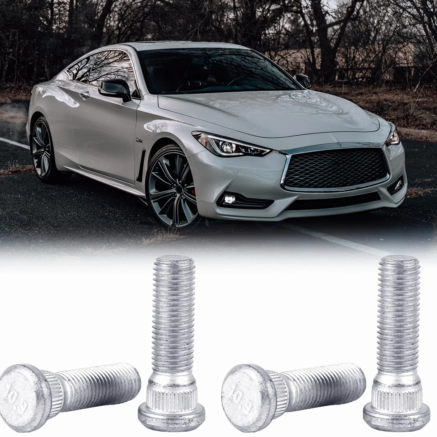 5szt M12x1,5 Kolki do Kól, Dlugosc 48mm Stalowe Sruby z Uchem Kolki do Opon Akcesoria Samochodowe Kompatybilne z Toyota Odpowiednie dla Chevroleta dla Serii Lexus