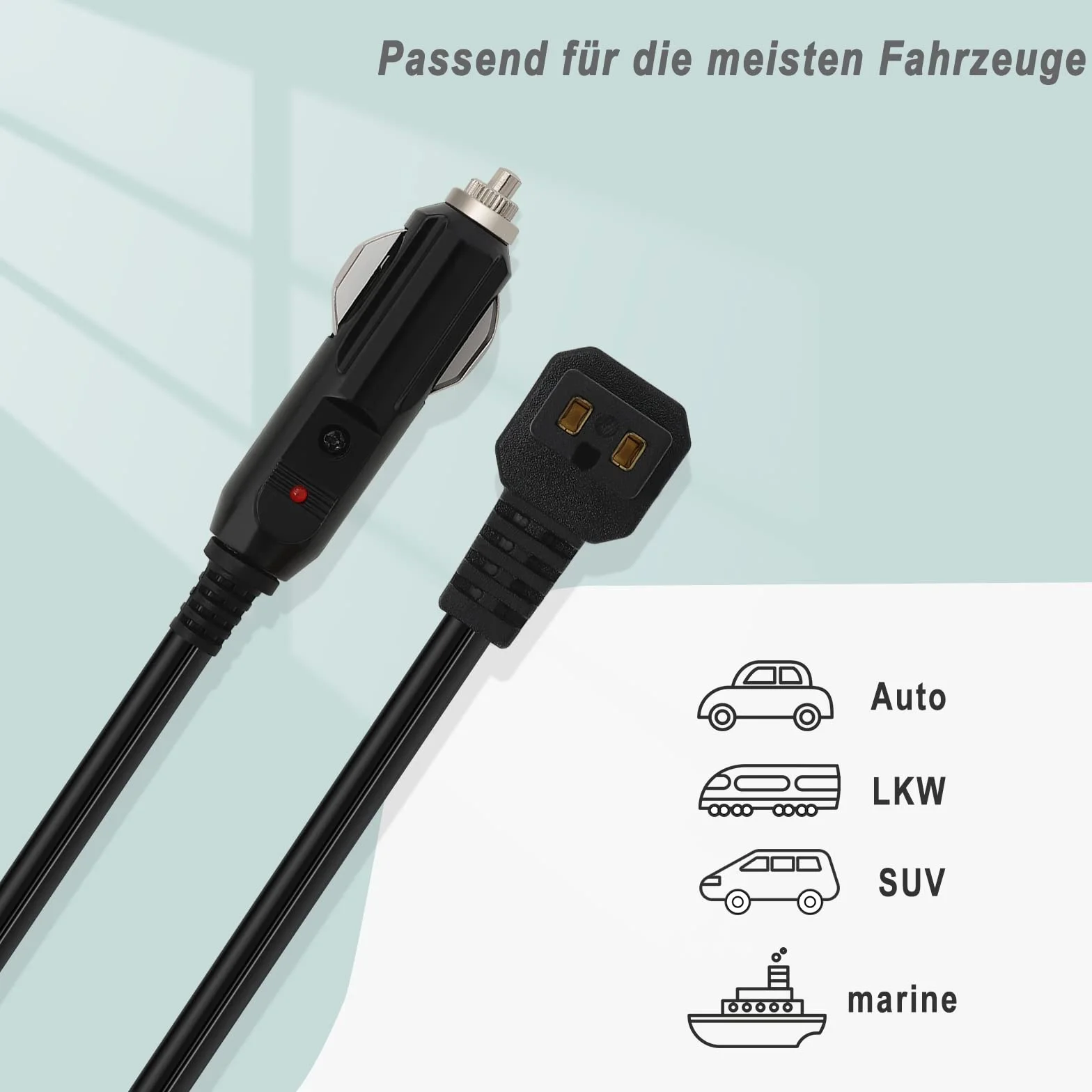 WOLTU Kabel przedłużający, 3,5 m, 12 V DC, zamiennik do samochodu, lodówki, mini lodówki, 2-biegunowy kabel, wtyczka do lodówki (czarny)