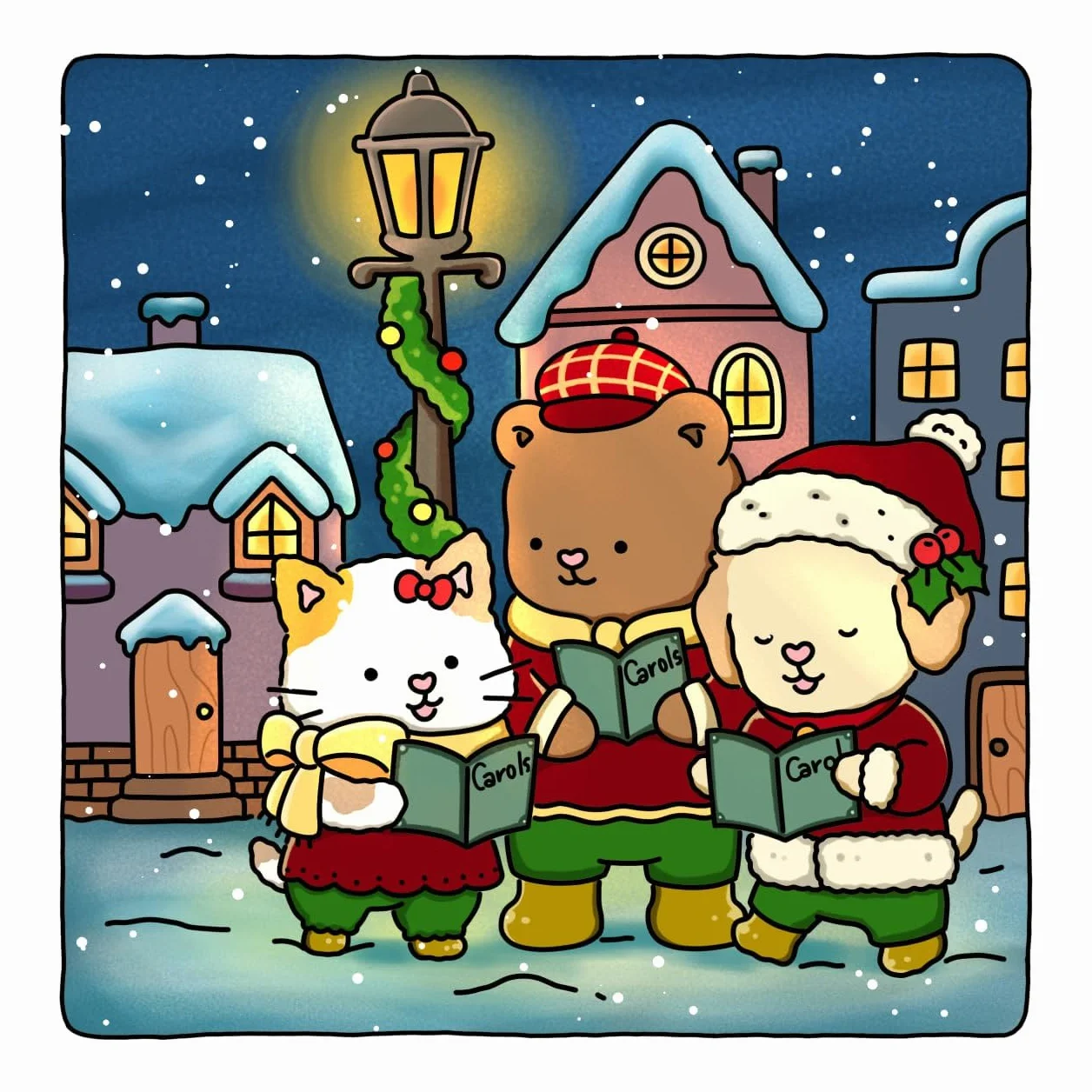 Fuzzy Hygge: Christmas Vibes Coloring Book for Adults & Teens Featuring Cozy Festive Holiday Winter Scenes with Adorable Animals Characters