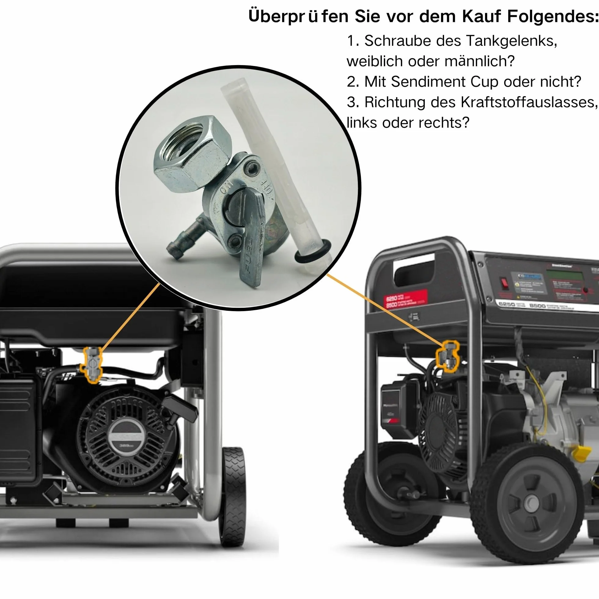 Generator zbiornik paliwa zawór odcinający kurek paliwa do Honda Centurion Duromax Powermate Powerhorse ETQ M16X1,5 mm