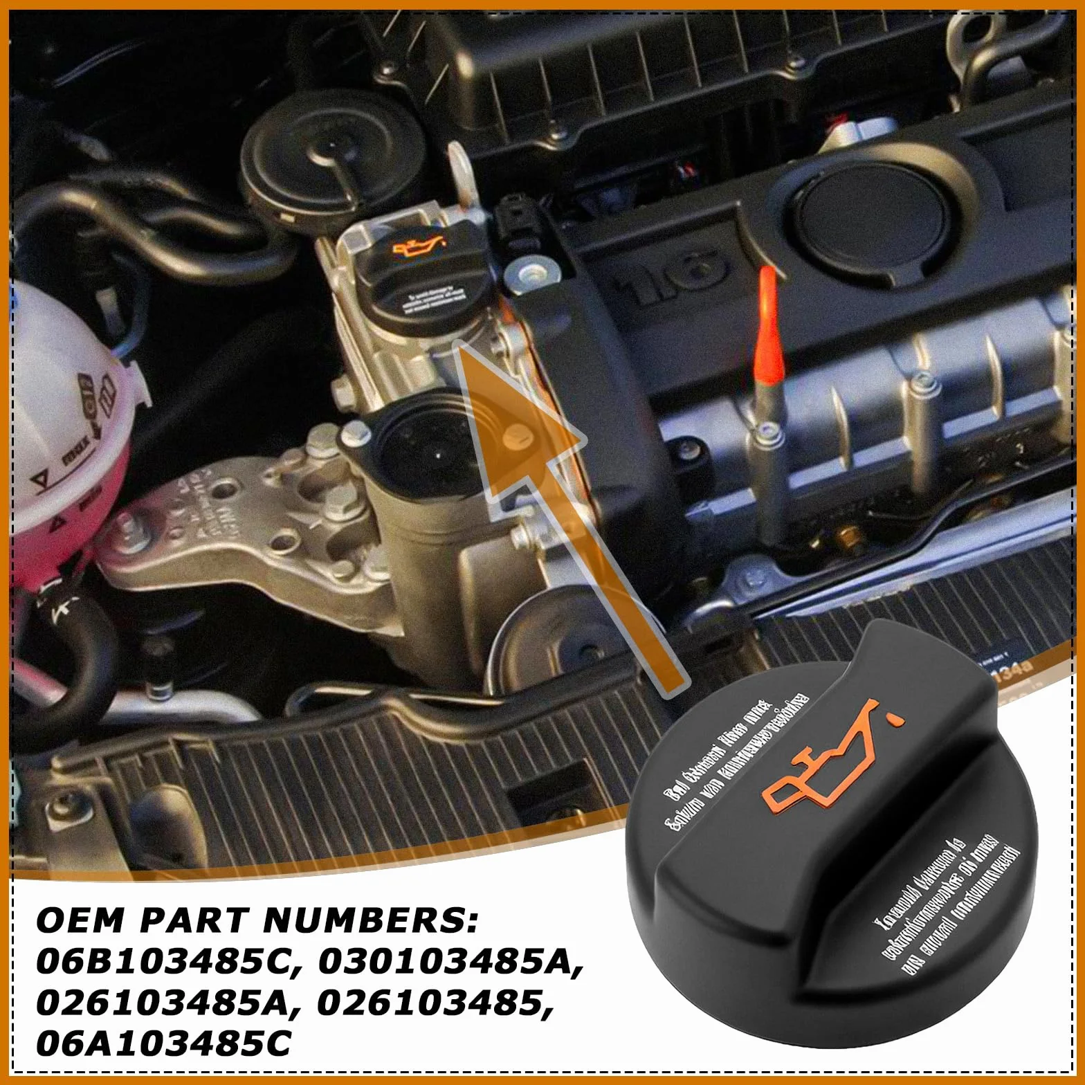 LPZMPZ Pokrywa do wlewu oleju z uszczelką 026103485A kompatybilna z VW Polo Golf Passat T4 T5 Caddy Bora Audi A1 A2 A3 A4 A6 A8 TT Seat Ibiza Leon Octavia Superb