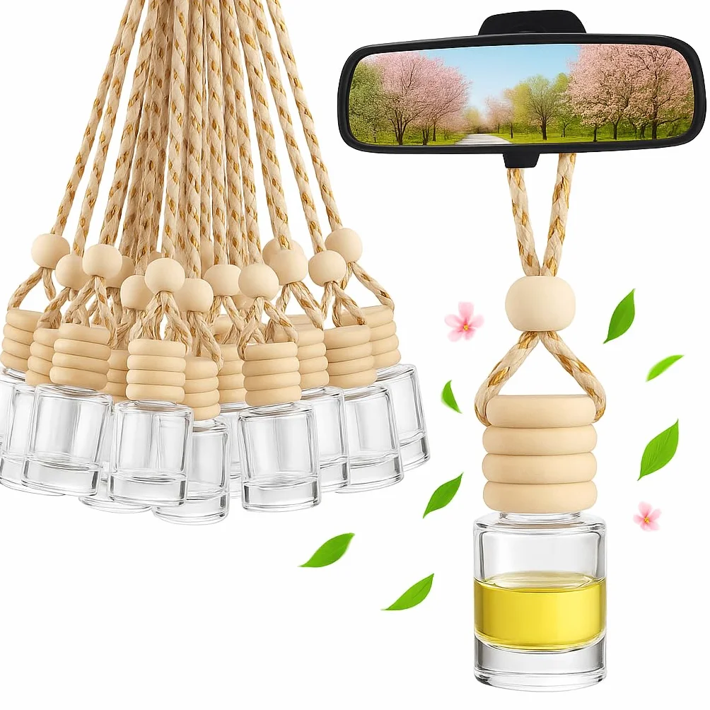 30 szt. buteleczek 8 ml do zapachu samochodowego – puste dyfuzory do aromaterapii z zawieszką, idealne do samodzielnego napełniania w aucie, domu lub biurze