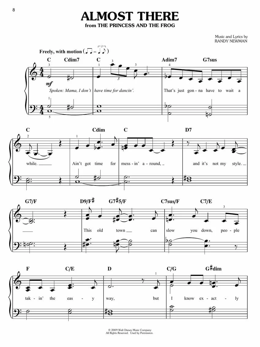 The 40 Most-Streamed Disney Songs: Easy Disney Piano Sheet Music Songbook for Beginners: For Easy Piano