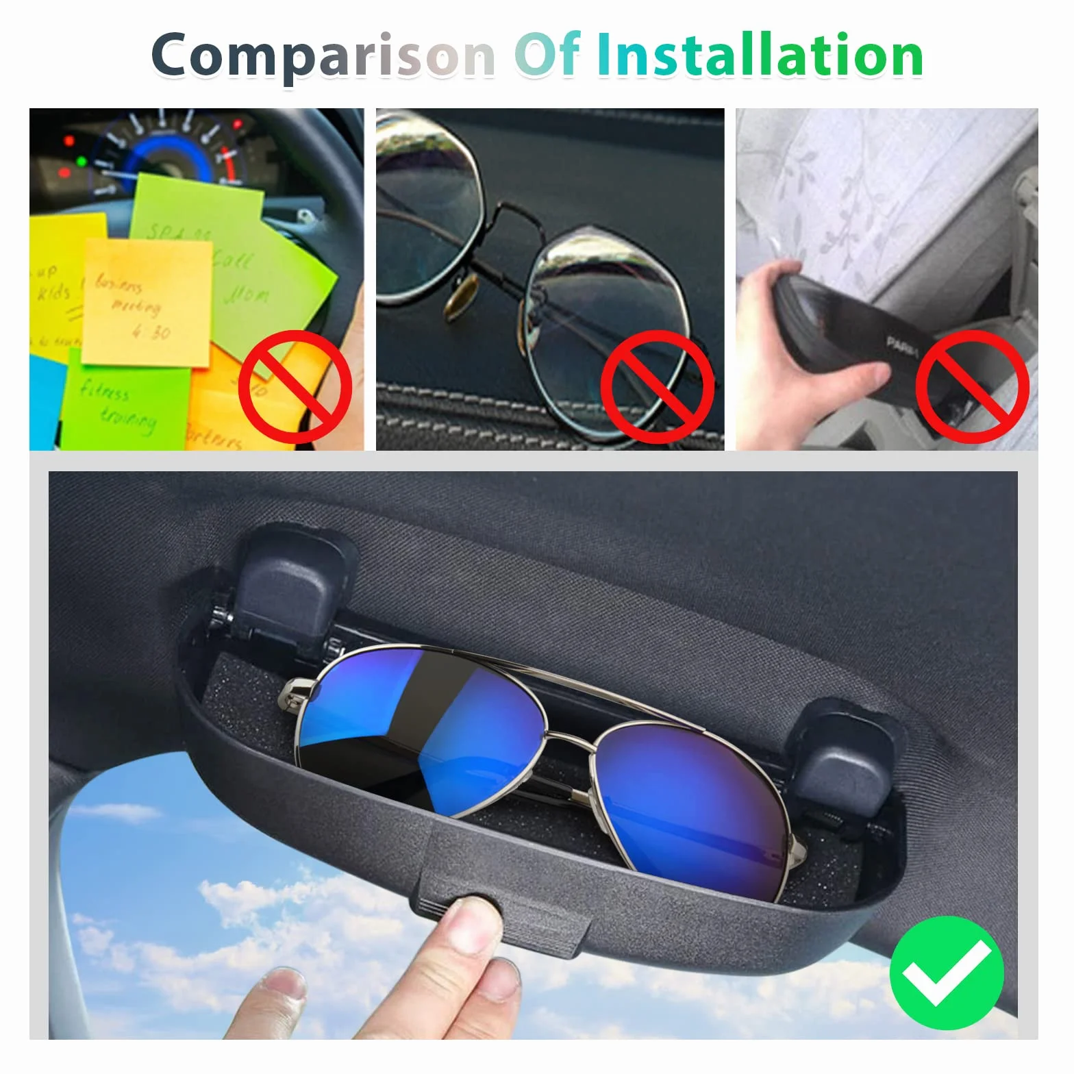 GAFAT Uchwyt na Okulary Samochodowy Volvo XC40 XC60 XC90 V60 V90 S90, Etui Przeciwsłoneczne, Organizer Czarny