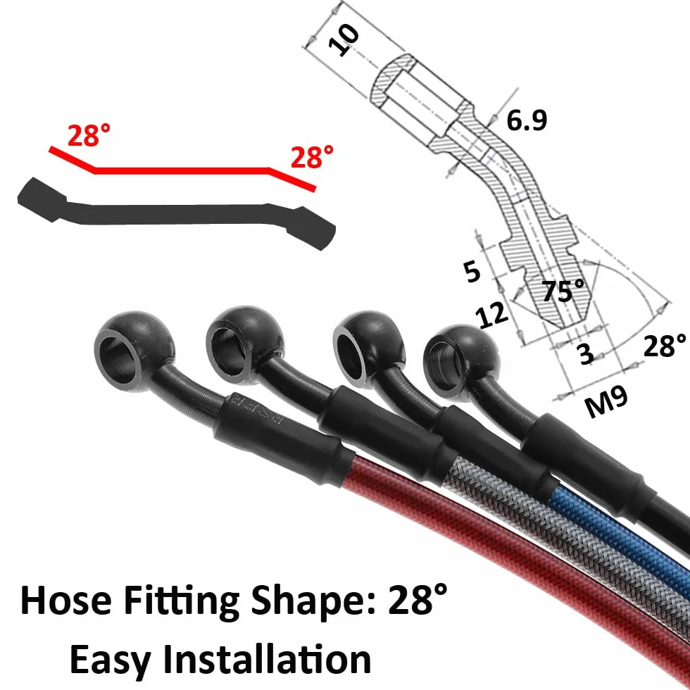 120cm Motocykl Rura Hamulca Oleju Hamulca Motocyklowego Wąż Rura Sprzęgła Hydrauliczny Wzmocniony Hamulec Stalowy Pleciony Motocross Tube Line Czarny