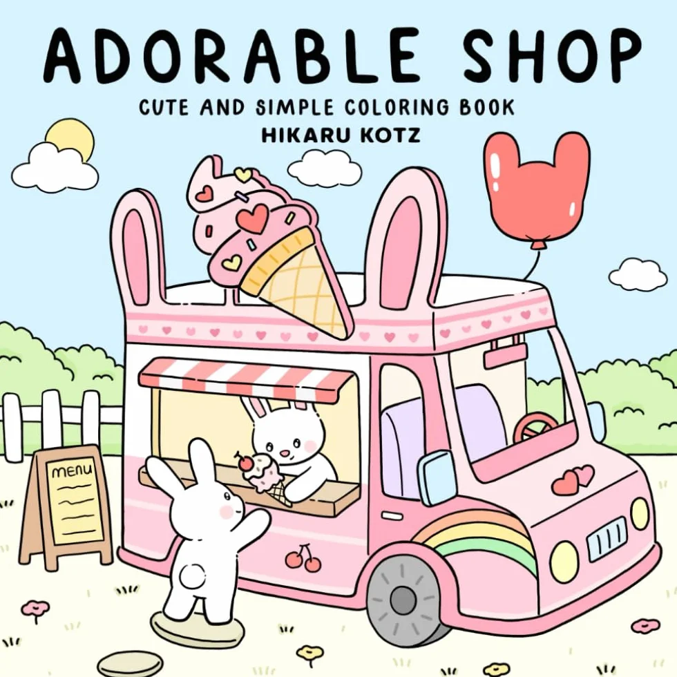 Adorable Shop: Cute & Simple Coloring Book for Adults and Kids Featuring the Joyful Daily Life of Animal Characters