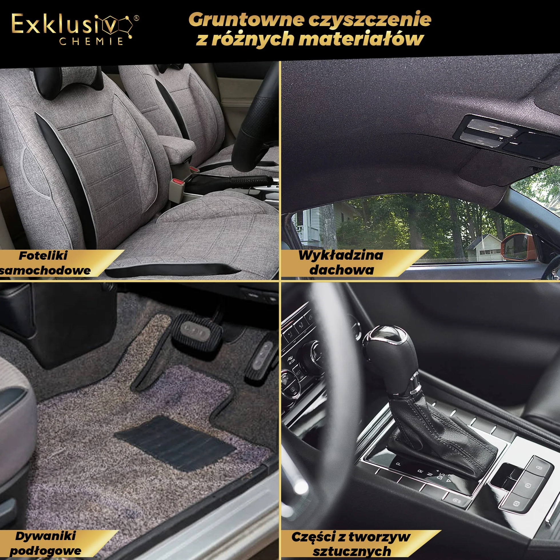 Exklusiv Chemie® Środek do czyszczenia wnętrz | Głęboki efekt dla fotelików samochodowych | Wnętrze do pielęgnacji samochodu | Środek do czyszczenia wnętrza samochodu | Czyści maty, skórę, plastik i gumę | 500 ml