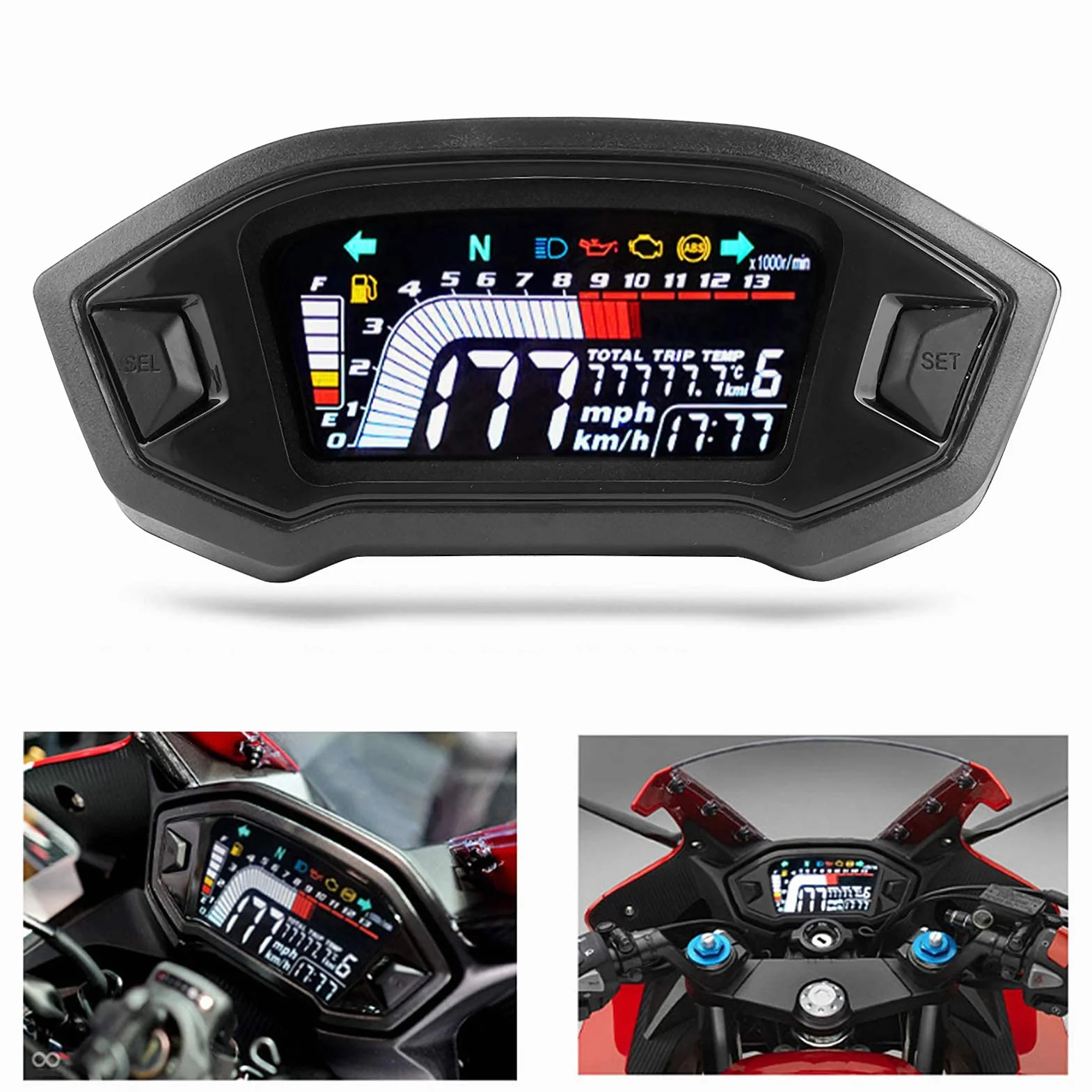 Prędkościomierz motocyklowy LCD Cyfrowy licznik kilometrów Wodoodporny dla motocykla 1 2 4 cylindry