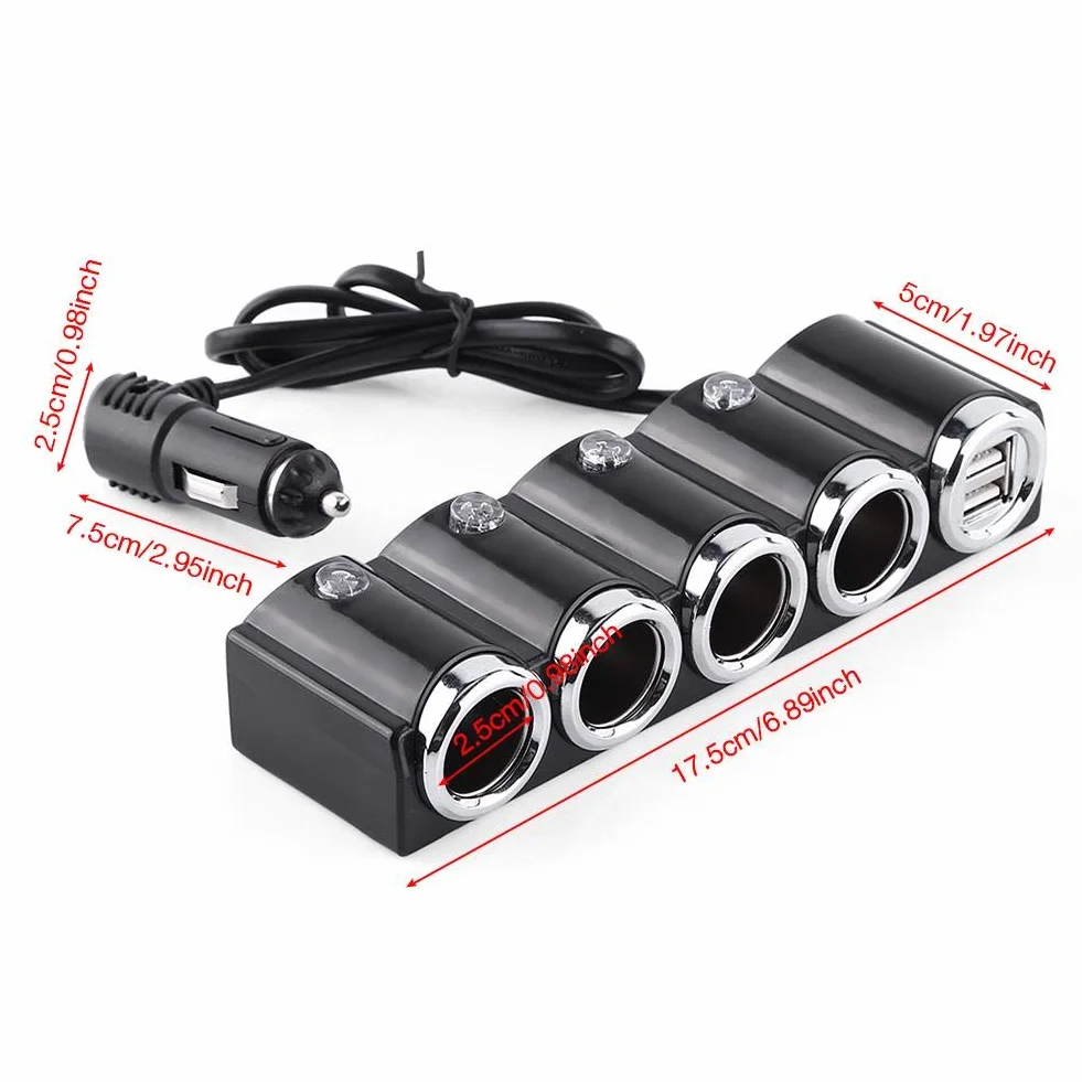 Akozon DC 12V 24V USB 4-kierunkowa zapalniczka ładowarka