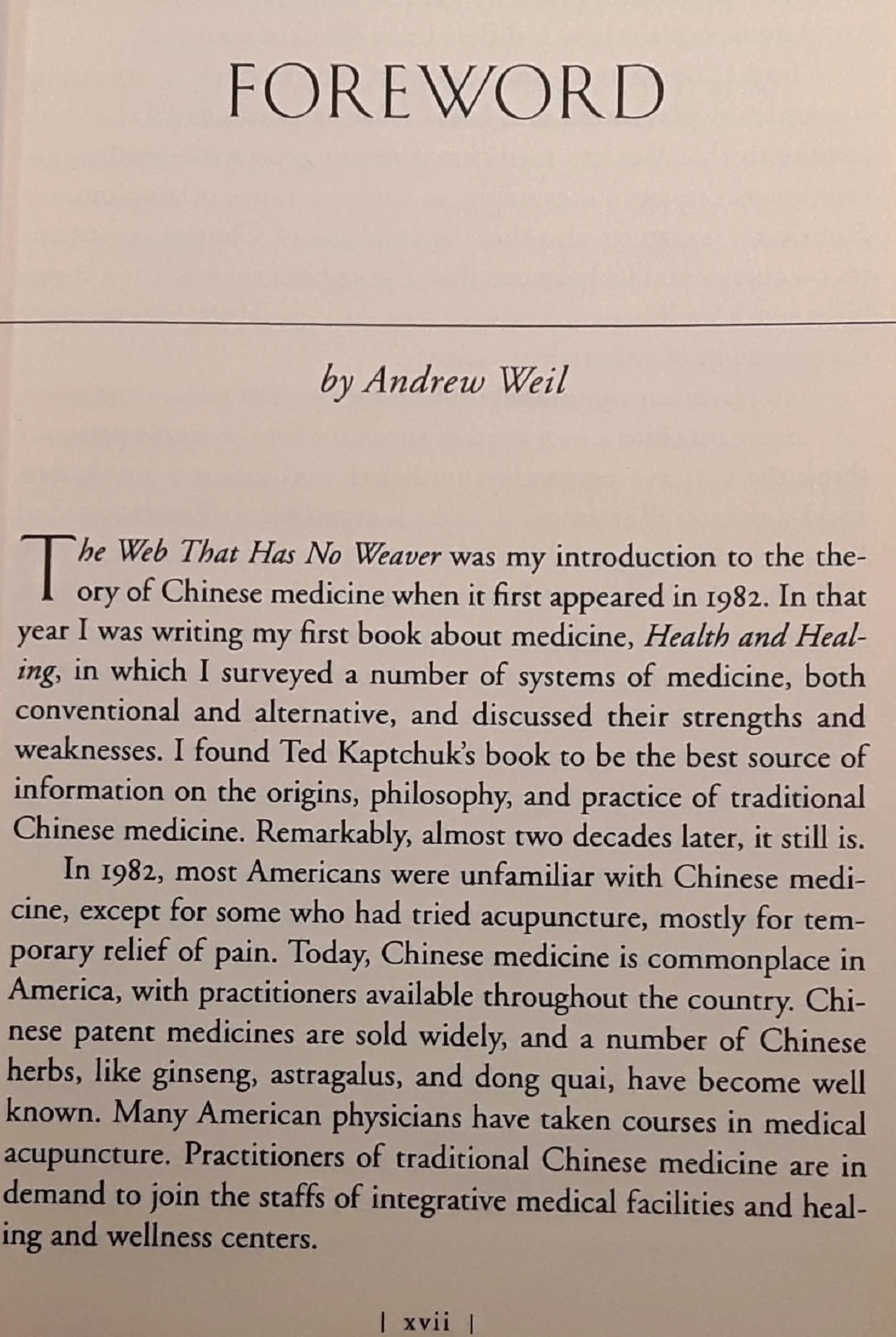 Chinese Medicine: The Web That Has No Weaver