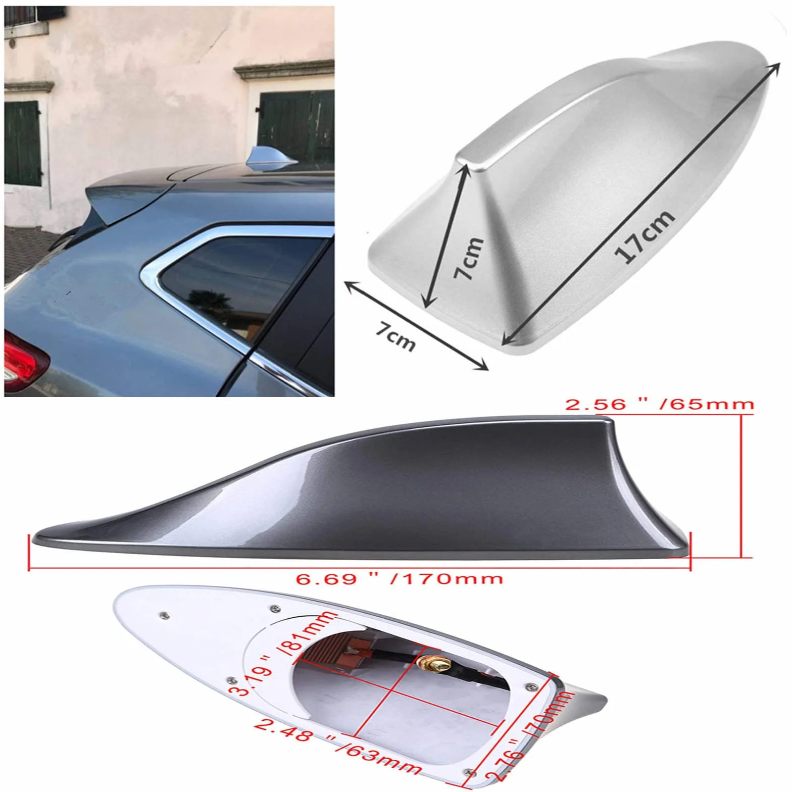 Generico Antena samochodowa płetwa rekina, sygnał radiowy FM/AM, antena dachowa, dla Renault Koleos Twingo Scenic Megane Fluenec Latitude Clio 1 2 3 4