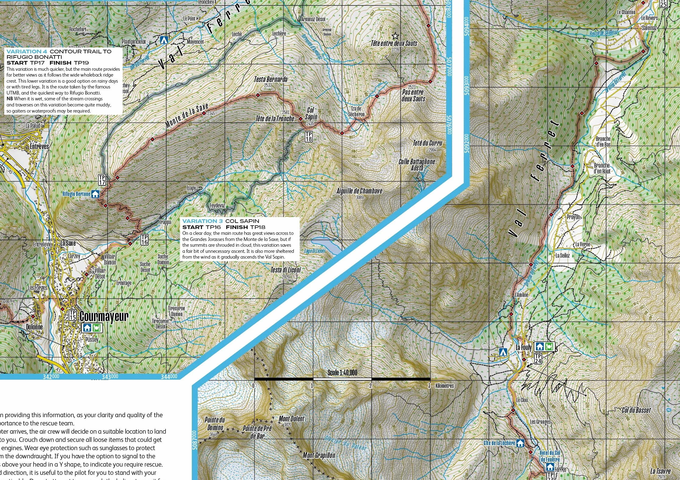 Tour du Mont Blanc: Easy-to-use folding map and essential information, with custom itinerary planning for walkers, trekkers, fastpackers and trail runners: 1