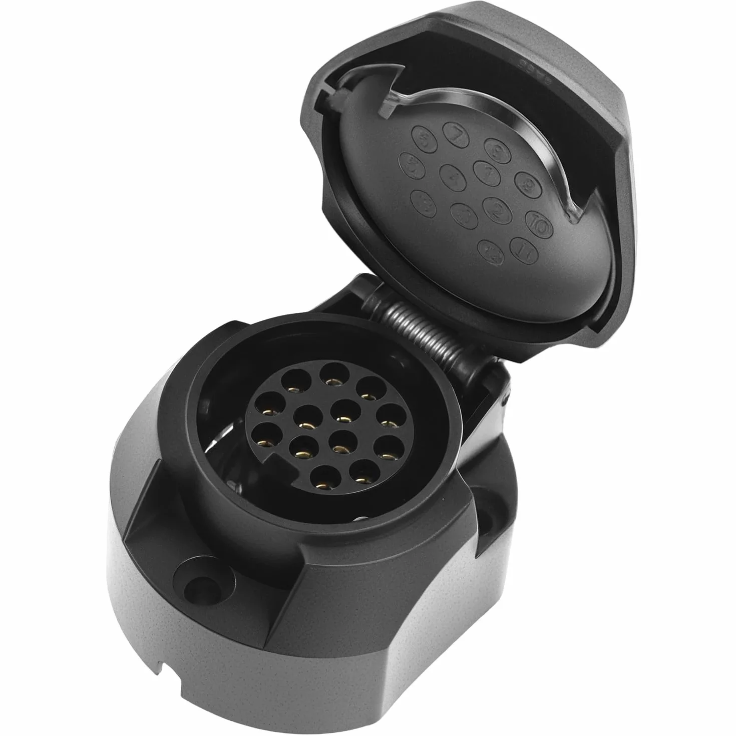 QWORK® 13-pinowe gniazdo przyczepy z gumową uszczelką, gniazdo żeńskie 12 V wodoodporne i trwałe do ciężarówki, kampera, samochodu, łodzi i przyczepy kempingowej