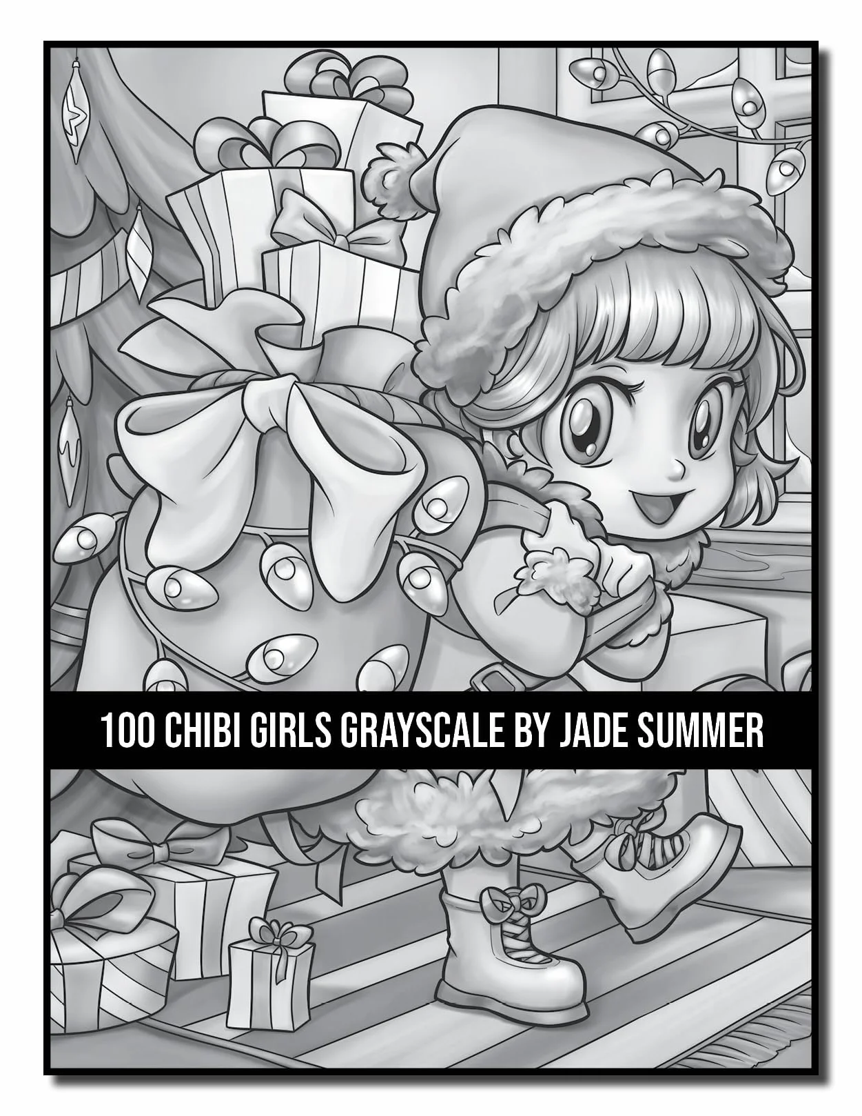 100 Chibi Girls Grayscale: An Adult Coloring Book Collection with Cute Girls, Fantasy, Horror, Christmas, and More!
