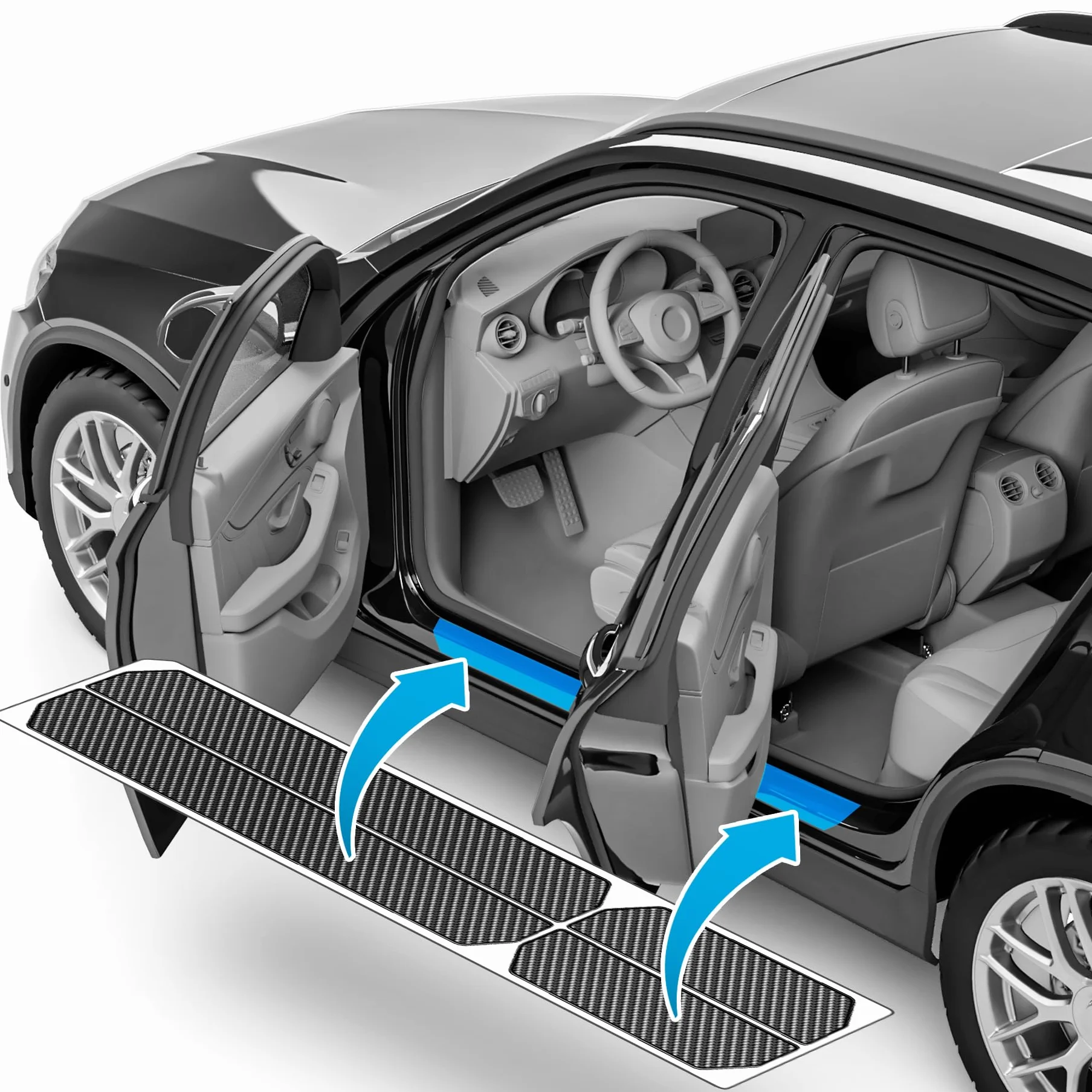 uProtect folia ochronna progów Seat Leon Sportstourer 4 IV KL I 2020-2026 czarny karbon