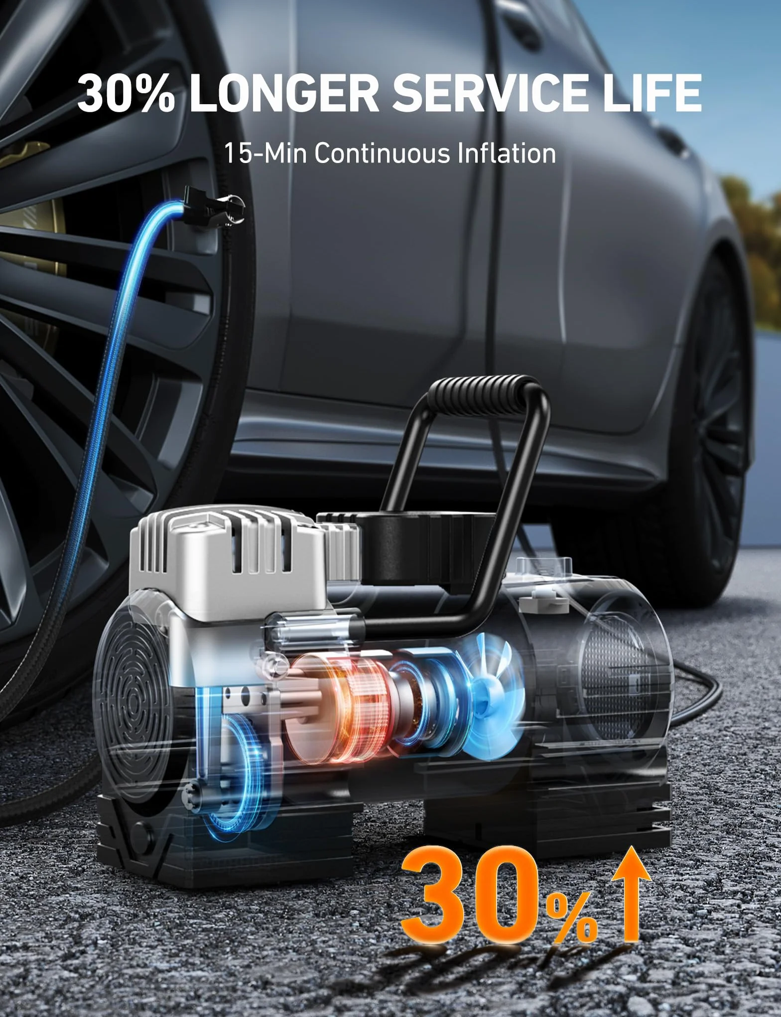AstroAI Pompka do opon samochodowych 150 PSI przenośny kompresor, elektryczny inflator 12V DC