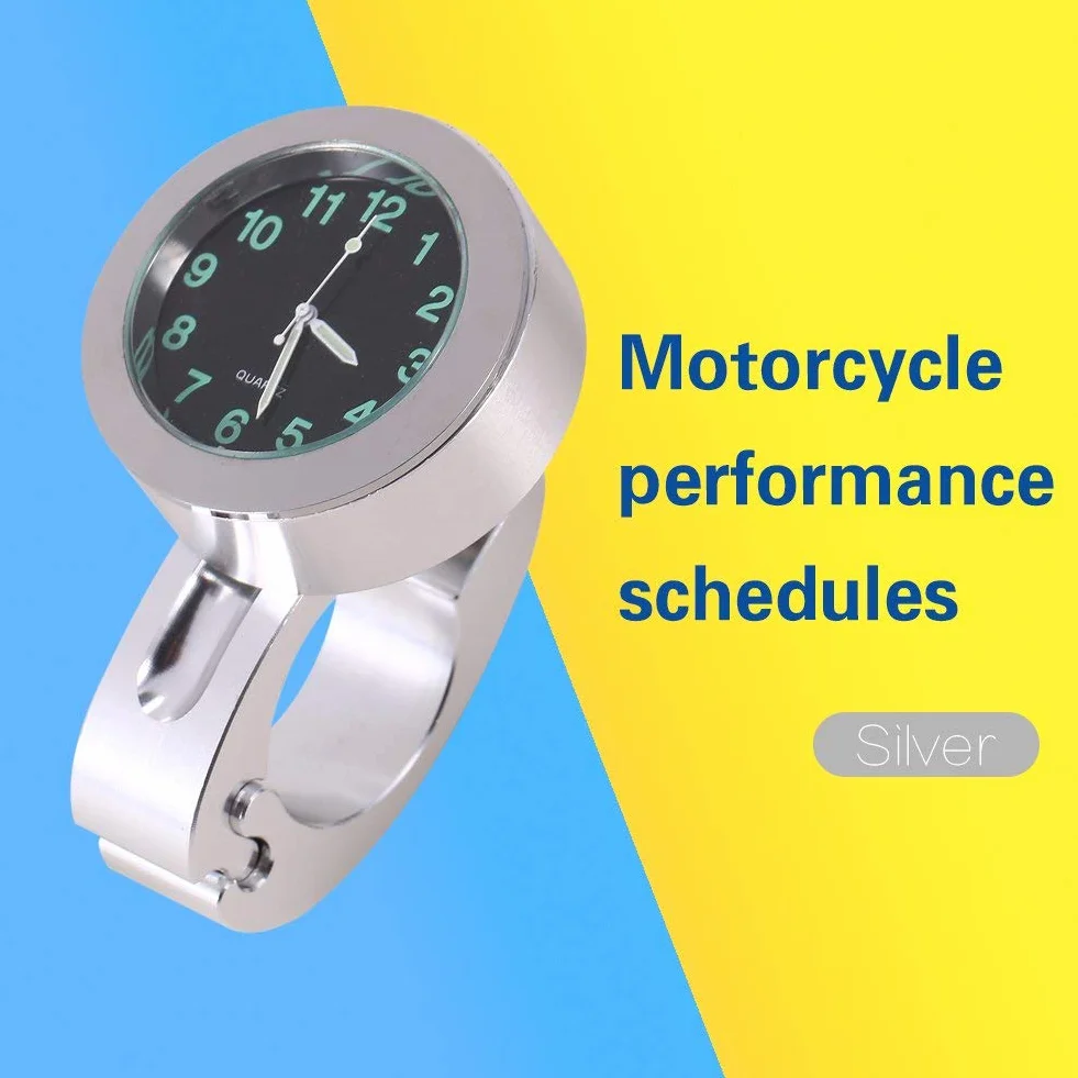 Keenso Zegar motocyklowy uniwersalny wodoodporny zegarek na kierownicę billet aluminiowy motocykl kierownica zegar motocykl zegarek pasuje do większości motocykli/cruiser/chopper/niestandardowy z