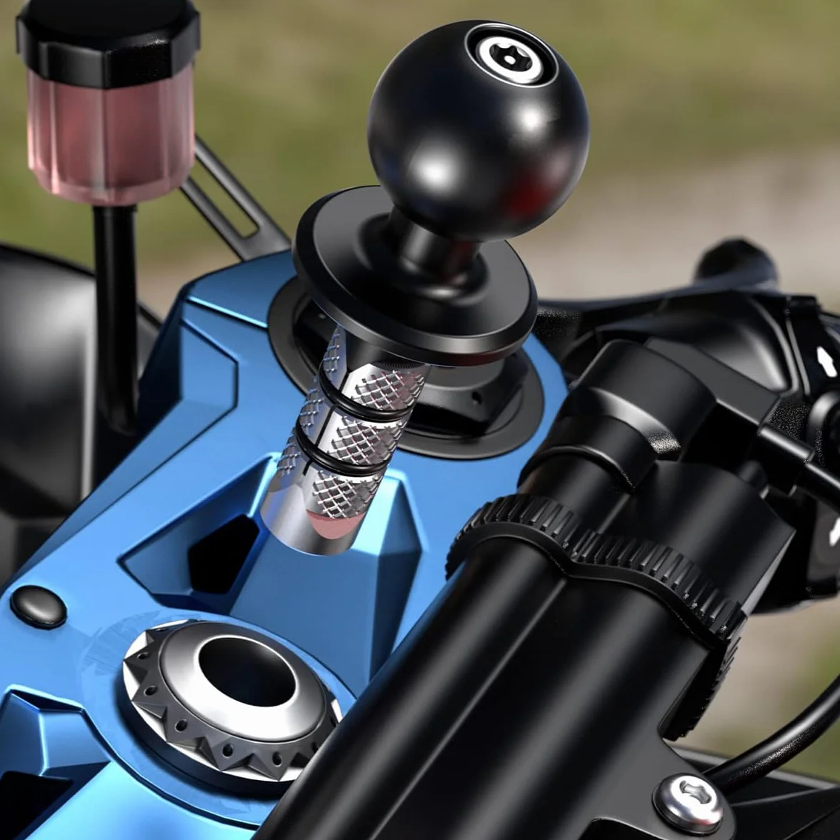Namvo Metalowy uchwyt na trzpień motocyklowy Fo-Rk z 1-calową kulką TPU odpowiedni do otworów na łodygi o średnicach od 12 mm do 25,4 mm kompatybilny z mocowaniem RAM B rozmiar 2.5 cm kulkowe podwójne