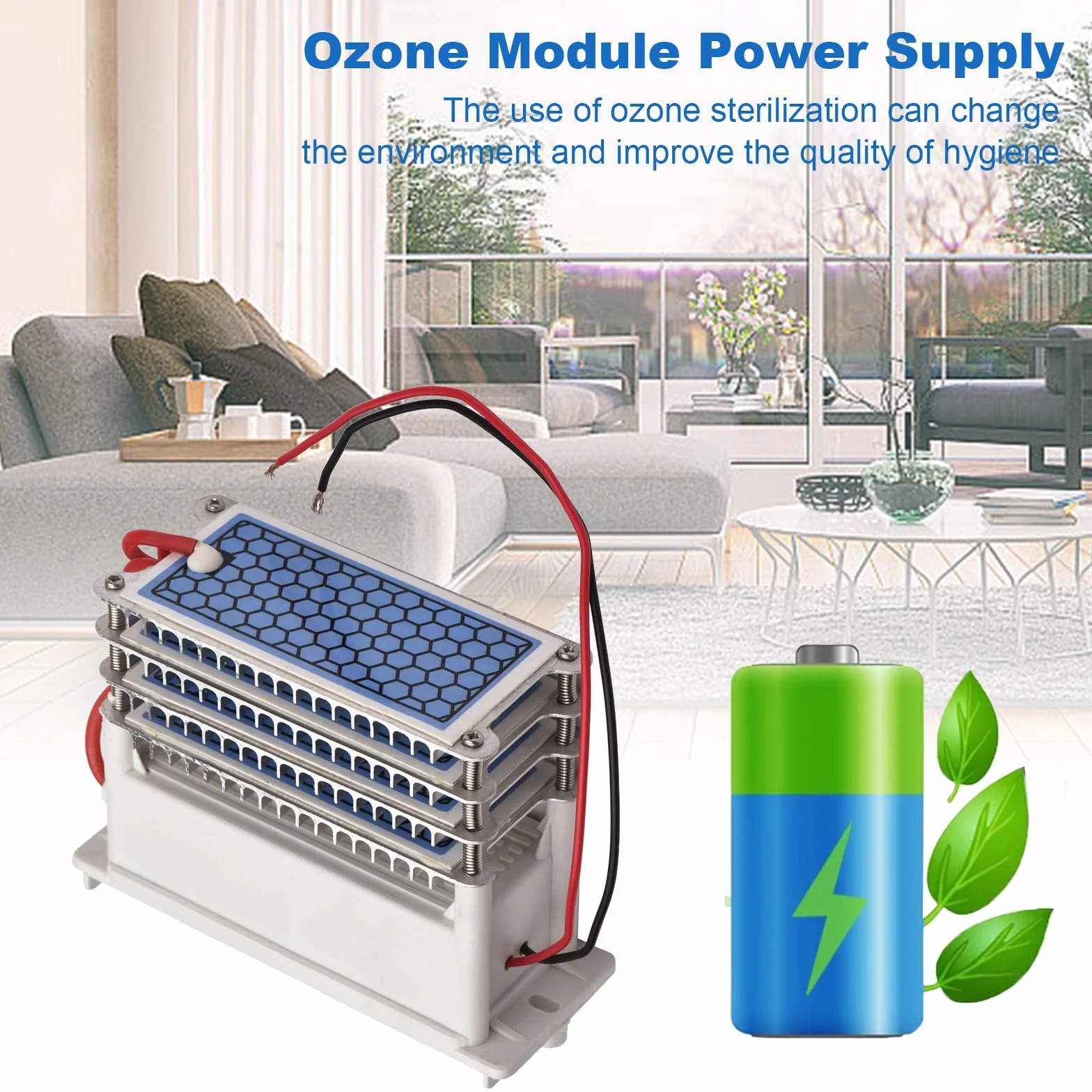 Samochodowy generator ozonu, przemysłowy generator ozonu O3, oczyszczacz powietrza, 4 płytki ceramiczne, sterylizator powietrza, ozonizator do pokoi, hoteli, garaży, gospodarstw rolnych (A)