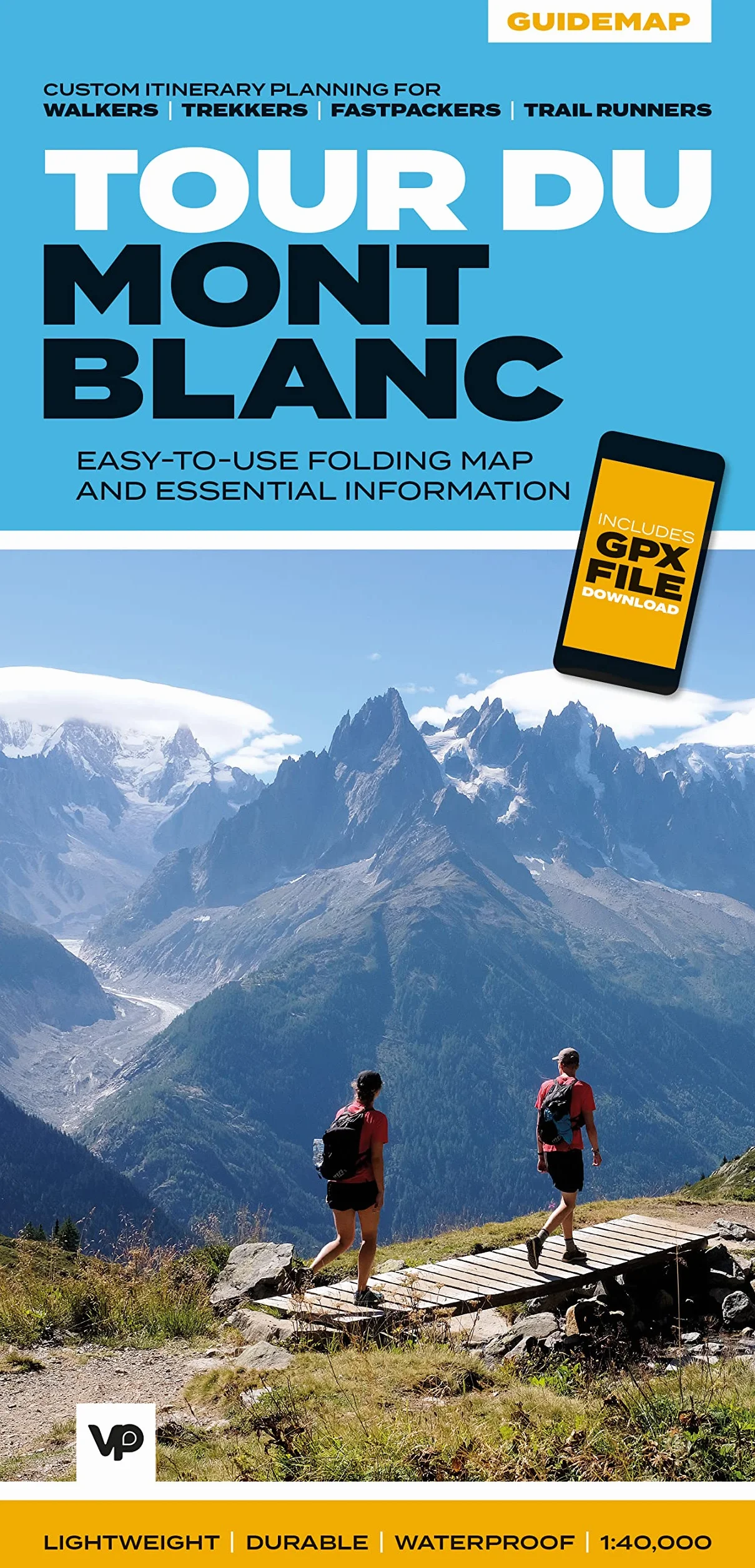 Tour du Mont Blanc: Easy-to-use folding map and essential information, with custom itinerary planning for walkers, trekkers, fastpackers and trail runners: 1