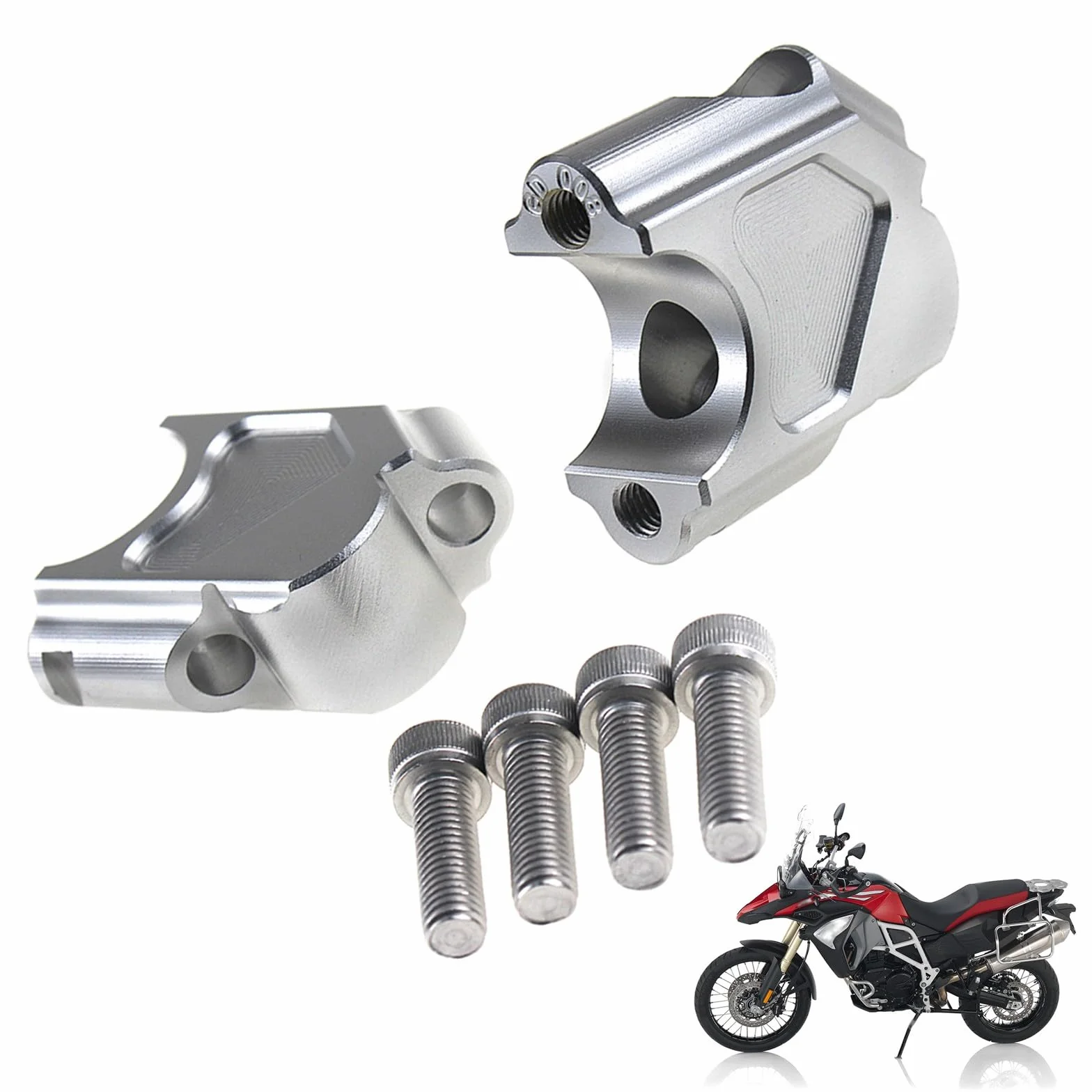 Podwyższacz kierownicy motocyklowej 38 mm aluminiowy kompatybilny BMW F800GS 2008-2017 F800R 2015-2017 F800GT 2013-2017 srebrny
