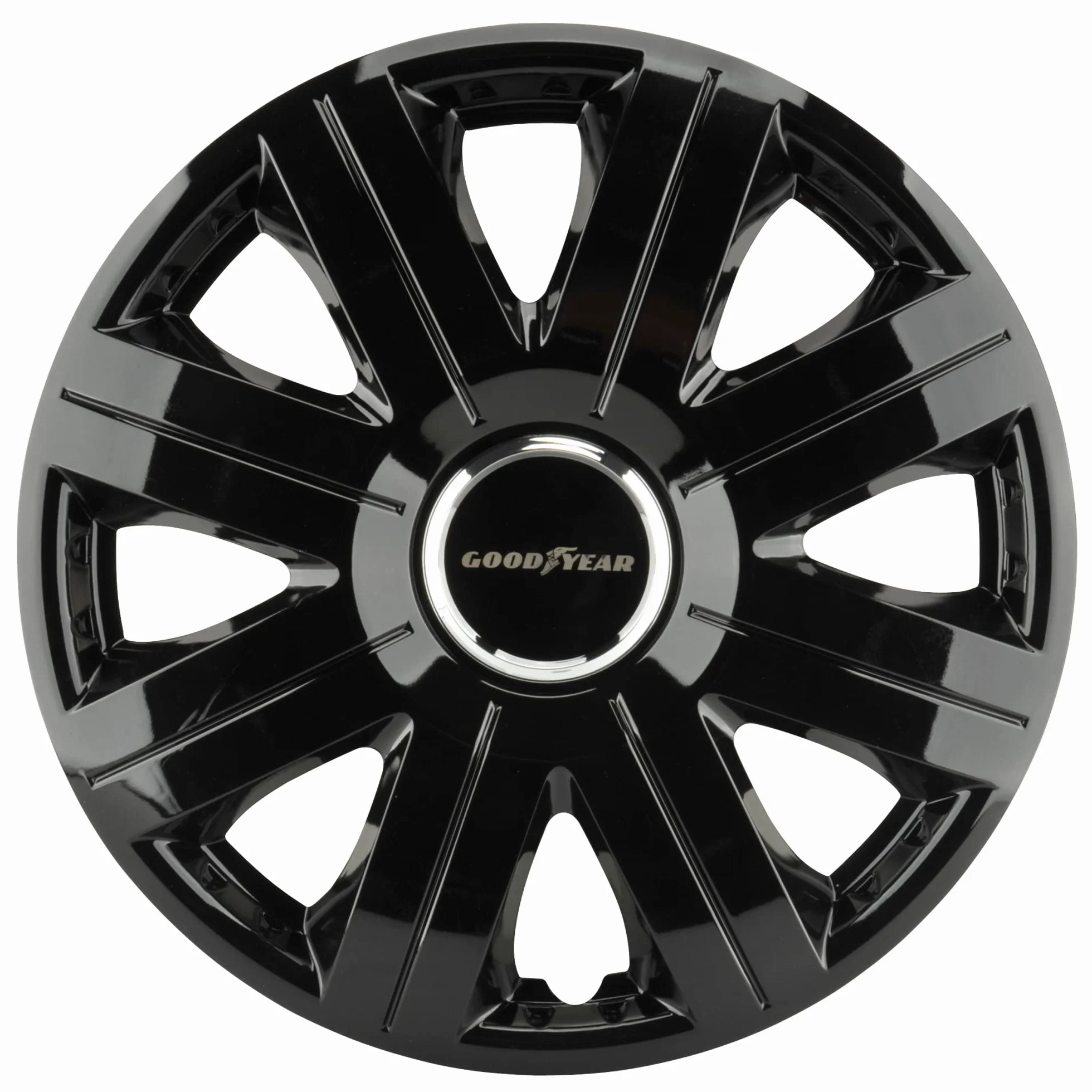 Goodyear klipsy na kołpaki 35 cm czarne srebrne zestaw 4