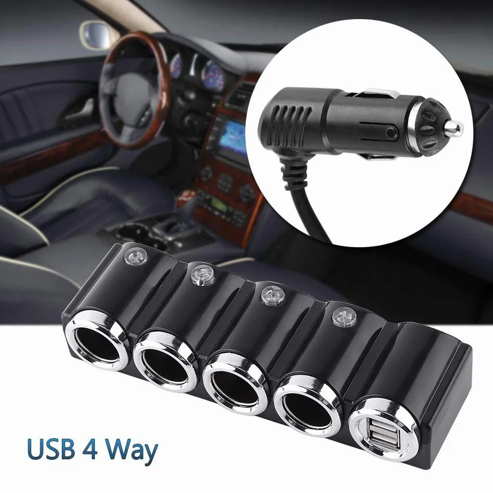 Akozon DC 12V 24V USB 4-kierunkowa zapalniczka ładowarka