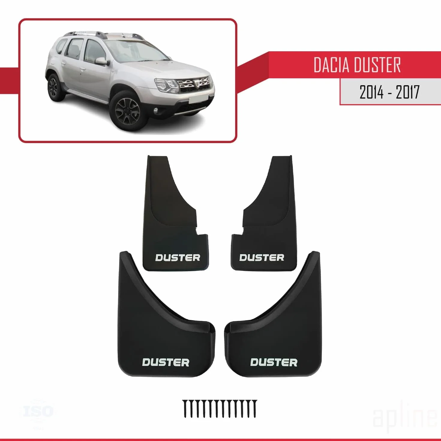 Zestaw Błotników do Dacia Duster Post-Facelift 2014-2017 Przedni Tylny 4 Sztuk Czarny