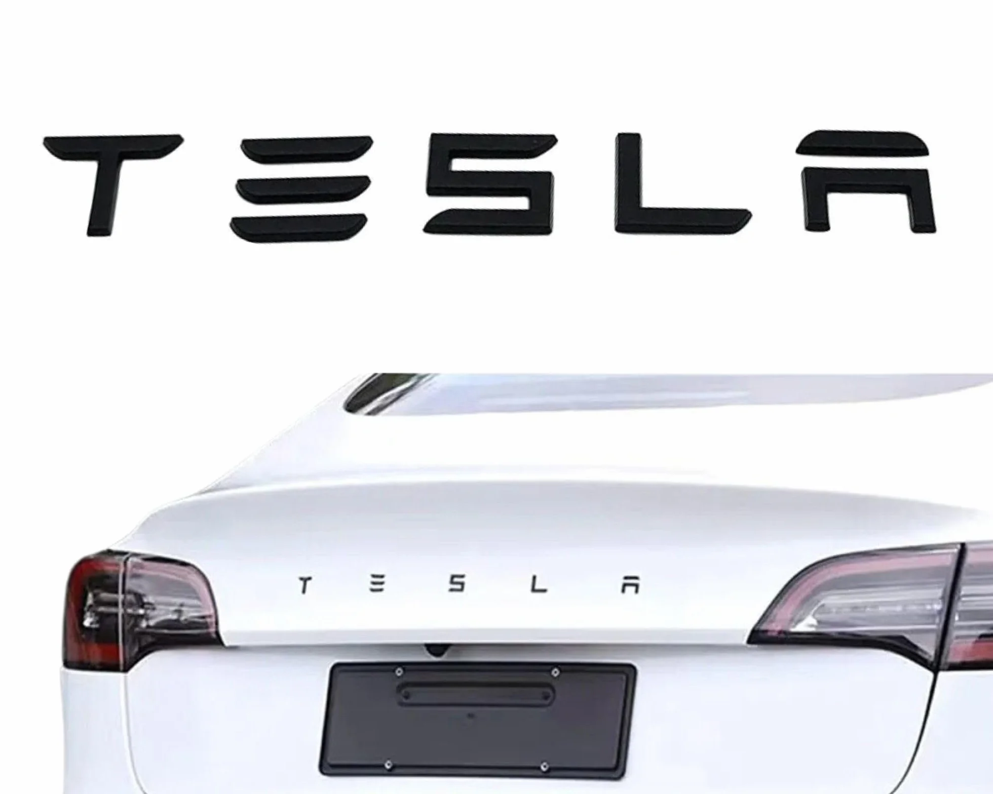 Samoprzylepne i pojedyncze litery dekoracyjne 3D Tesla: pasujące do modeli X, Y, S i 3 (szare)