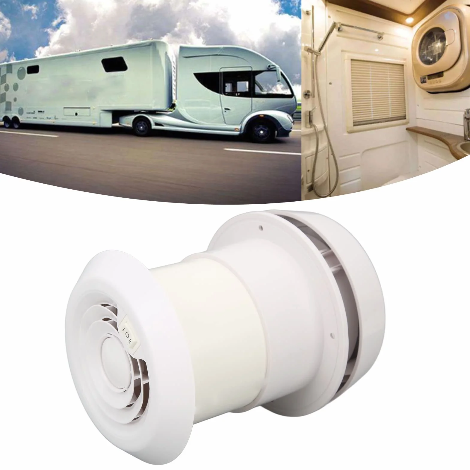 Wentylator solarny RV, wentylator dachowy 12V z siatką ochronną, wentylator wyciągowy do przyczep kempingowych, okrągły otwór wylotowy w kształcie grzybka do łodzi, jachtu, przycze