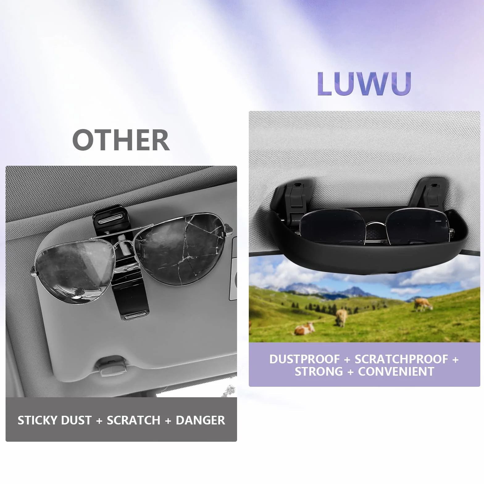 LUWU Kompatybilny z BMW X1 X2 X3 X5 1 / 3 / 5 / 7 samochodowy uchwyt na okulary przeciwsłoneczne, etui na okulary do wnętrza samochodu, akcesoria (czarny)