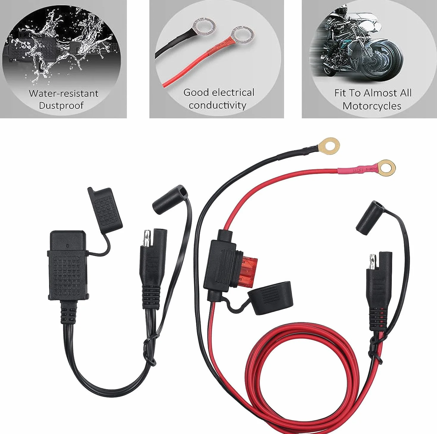GTIWUNG Ładowarka USB Wtyczka Motocyklowa, Gniazdo SAE do USB Wodoodporne, 12 V 2.1A, Kabel Przyłączeniowy, 16AWG Złącza 3,6FT z Końcówką Pierścieniową, Szybkie Podłączanie