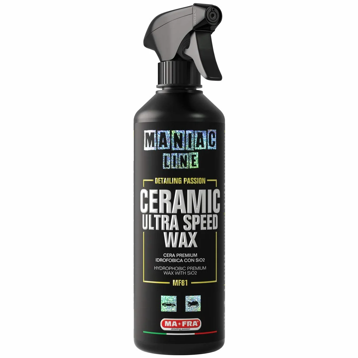 Ma-Fra Maniac Car Detailing Line ceramiczny wosk Ultra Speed Wax hydrofobowy z SiO2 spray 500 ml