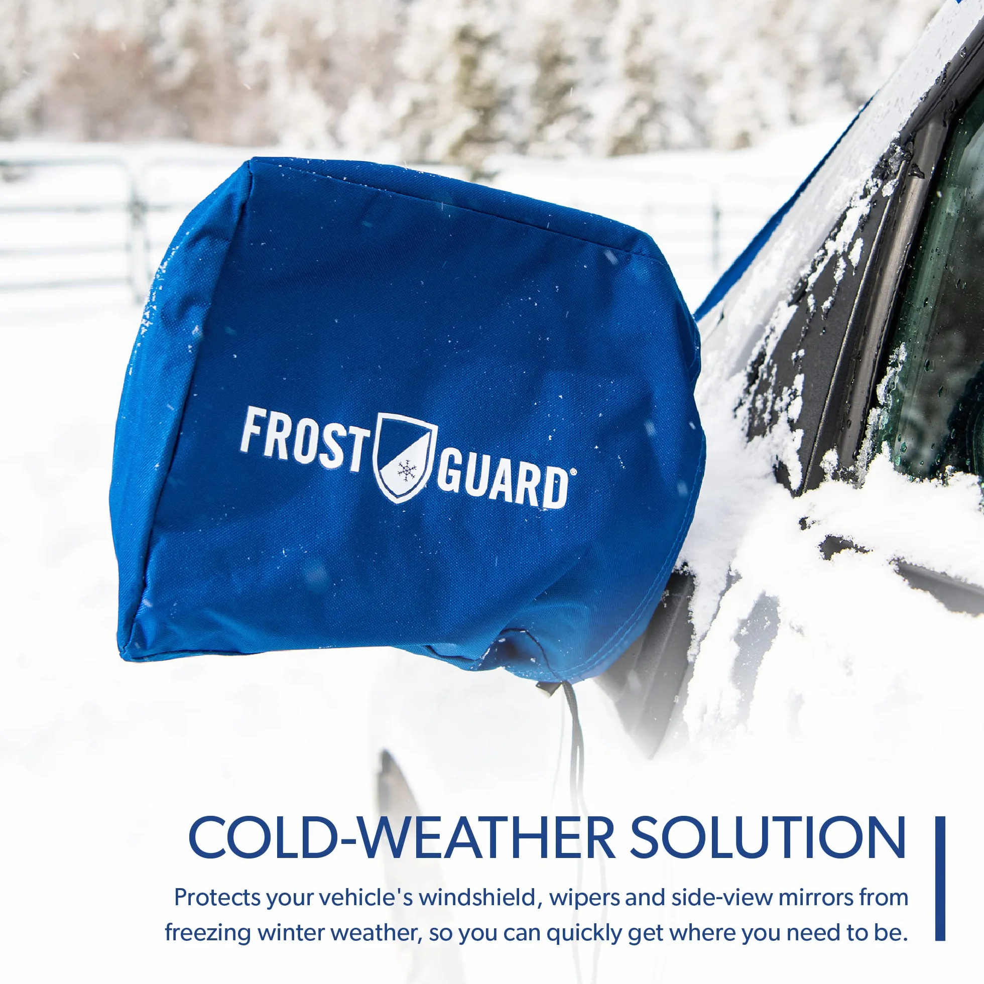 FrostGuard Plus zimowa osłona przedniej szyby XL indygo zintegrowany panel bezpieczeństwa osłona pióra wycieraczki osłony lusterka