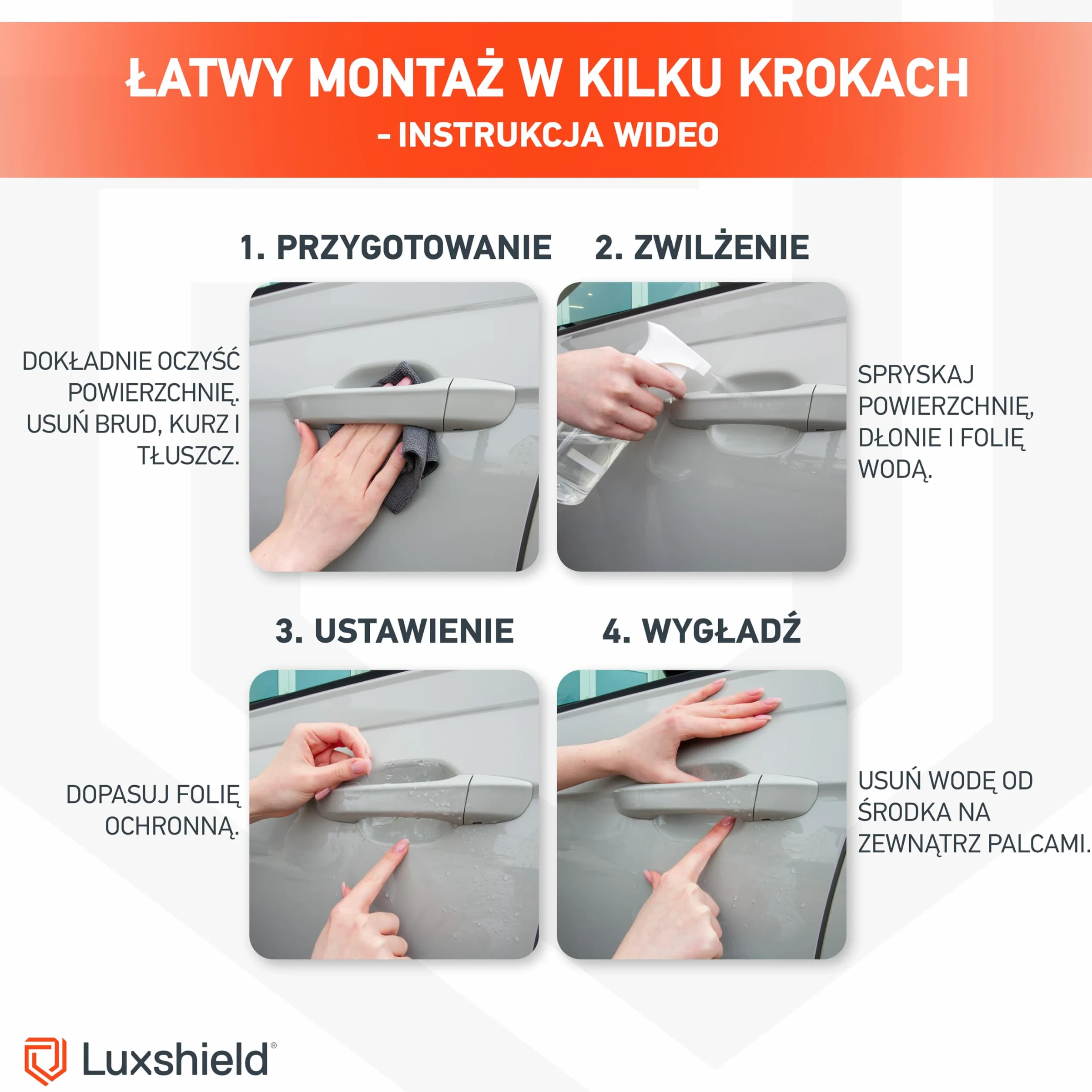 Luxshield folia ochronna na klamki kompatybilny z Fiat 500e 332 3+1 I 2020-2026 - ochrona przed zarysowaniami, folia ochronna na lakier – przezroczysta błyszcząca