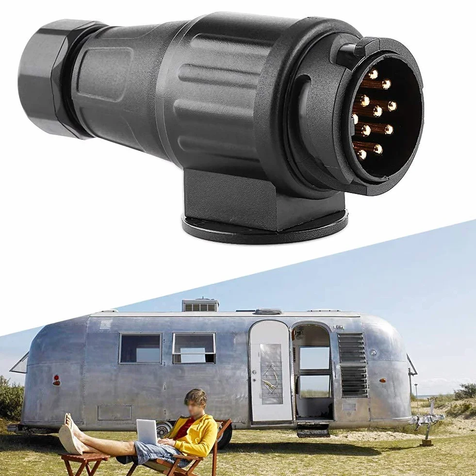 Wtyczka 13-pinowa, 12V 13-biegunowa przyczepa kempingowa Kabel elektryczny Adapter złącza Gniazdo drążka holowniczego