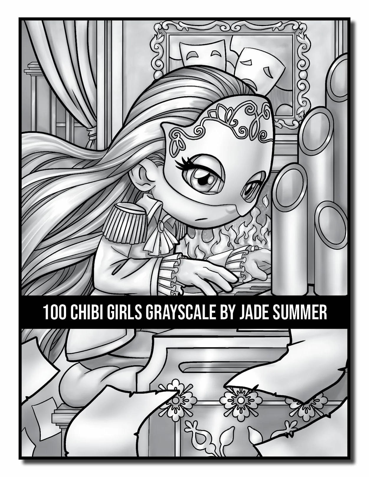 100 Chibi Girls Grayscale: An Adult Coloring Book Collection with Cute Girls, Fantasy, Horror, Christmas, and More!