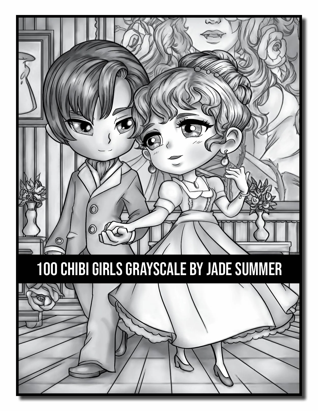 100 Chibi Girls Grayscale: An Adult Coloring Book Collection with Cute Girls, Fantasy, Horror, Christmas, and More!