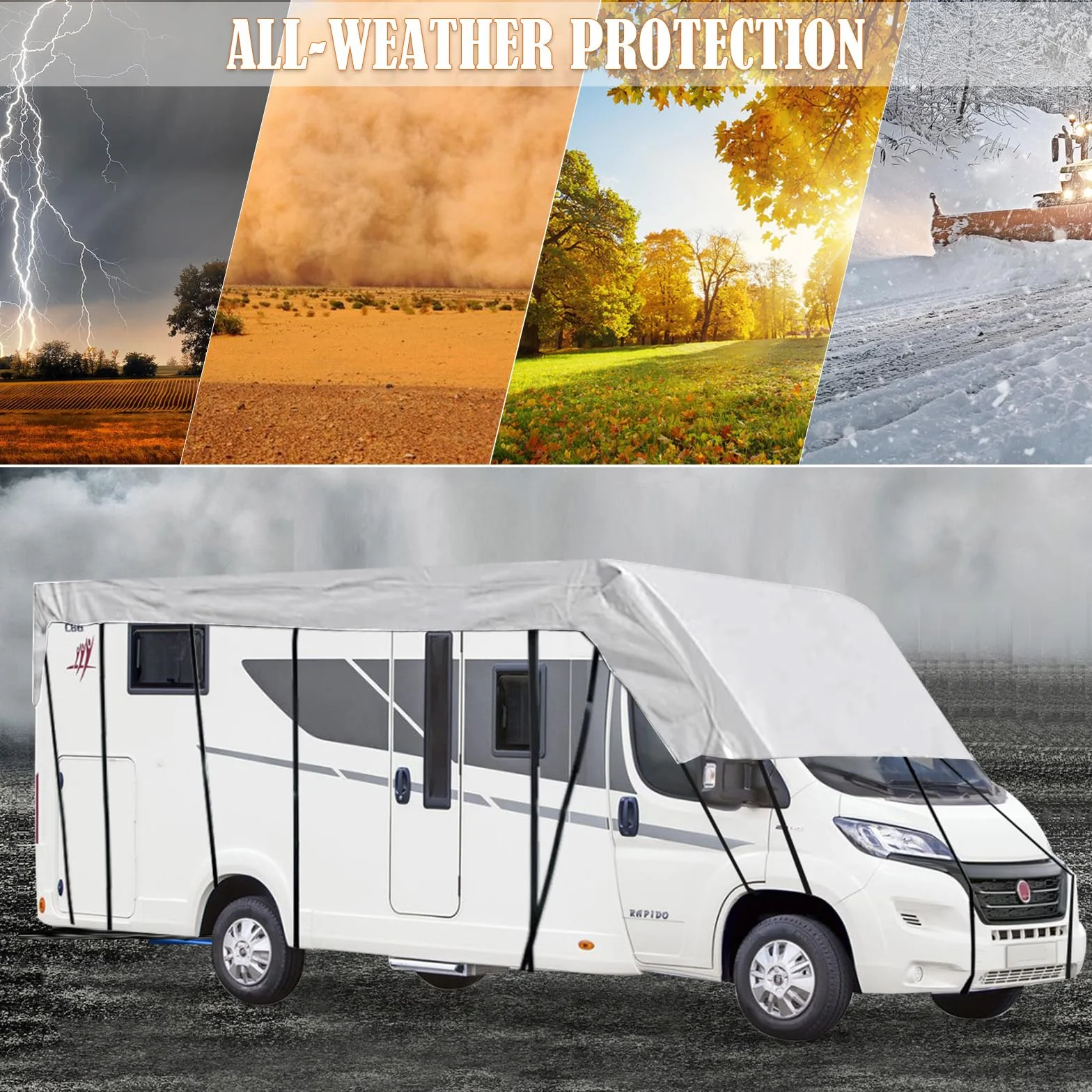 Plandeka Ochronna Dachu Caravana Wodoodporna 210D Caravan Cover 6.5 x 3 m