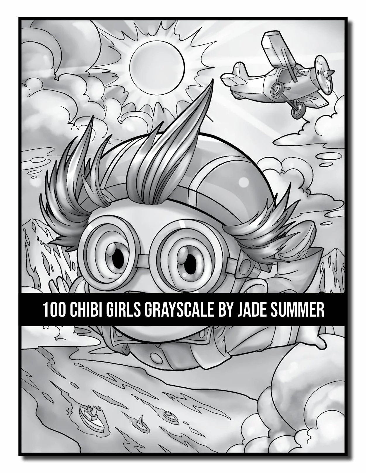 100 Chibi Girls Grayscale: An Adult Coloring Book Collection with Cute Girls, Fantasy, Horror, Christmas, and More!