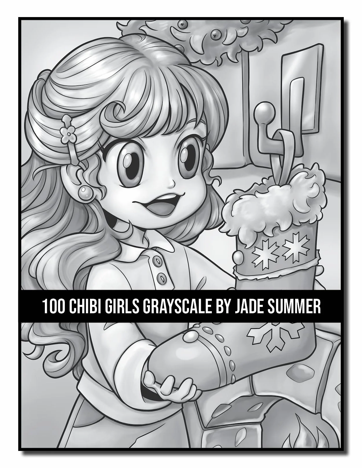 100 Chibi Girls Grayscale: An Adult Coloring Book Collection with Cute Girls, Fantasy, Horror, Christmas, and More!