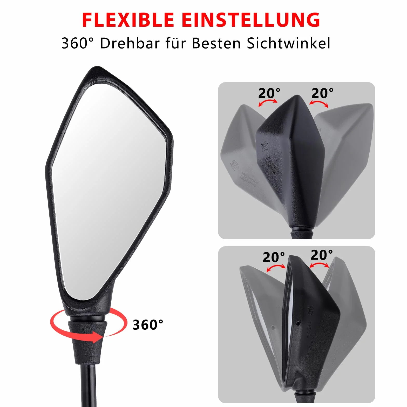 E57 Homologowane lusterka wsteczne, 1 para lusterek motocyklowych bocznych obrót, lusterka motocyklowe M10 do skuterów ATV Moped Motocykle Rowery Roller