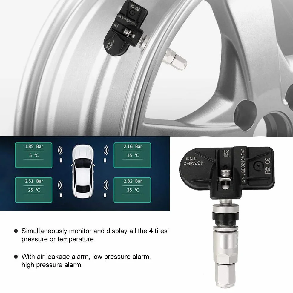 Akozon TPMS USB System monitorowania ciśnienia w oponach z wewnętrznym czujnikiem do nawigacji Android