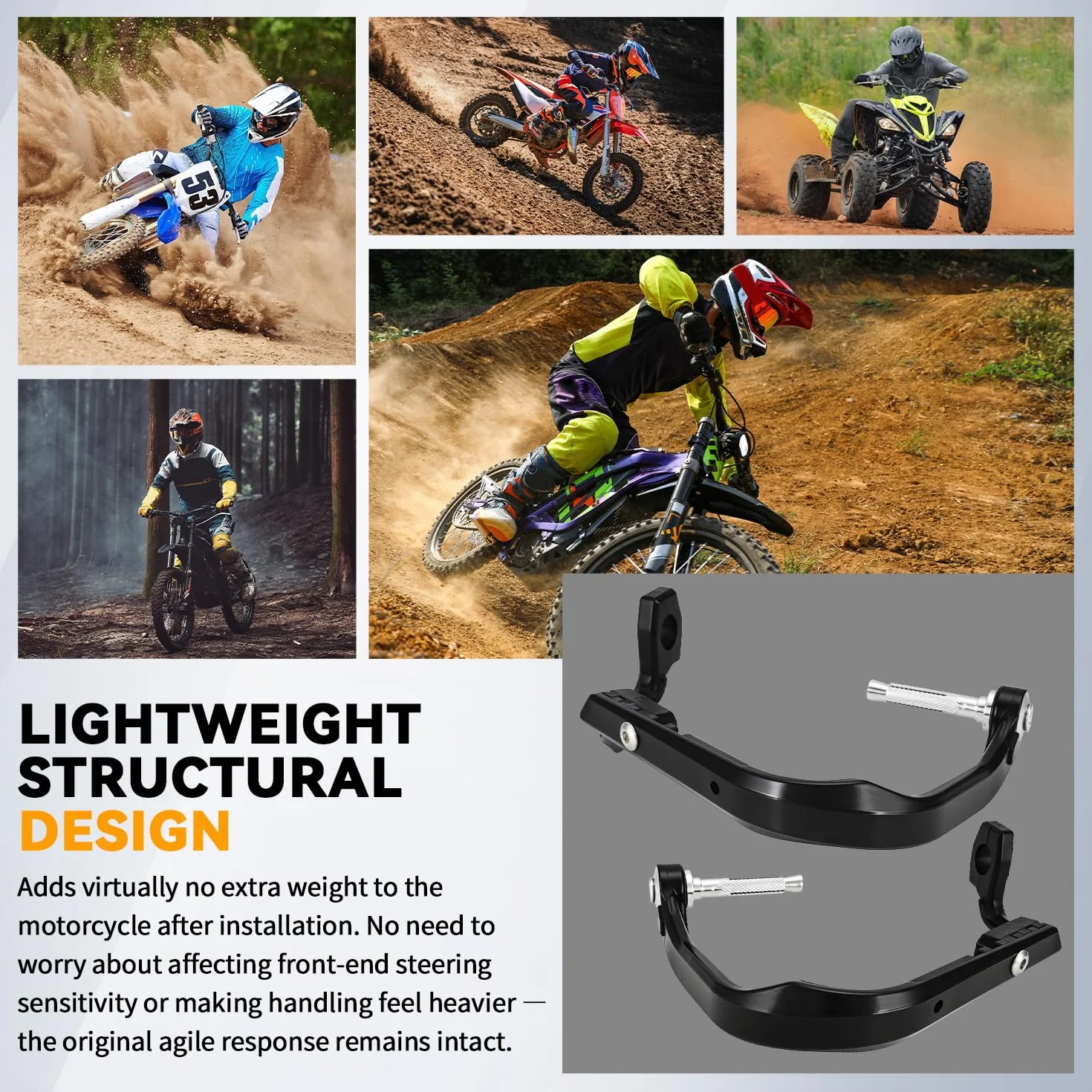 Osłony dłoni motocyklowe, uniwersalne osłony dłoni osłona kierownicy 22 mm 28 mm do Motocross Dirt Bike Pit Bike ATV off-road Enduro Surron-czarny