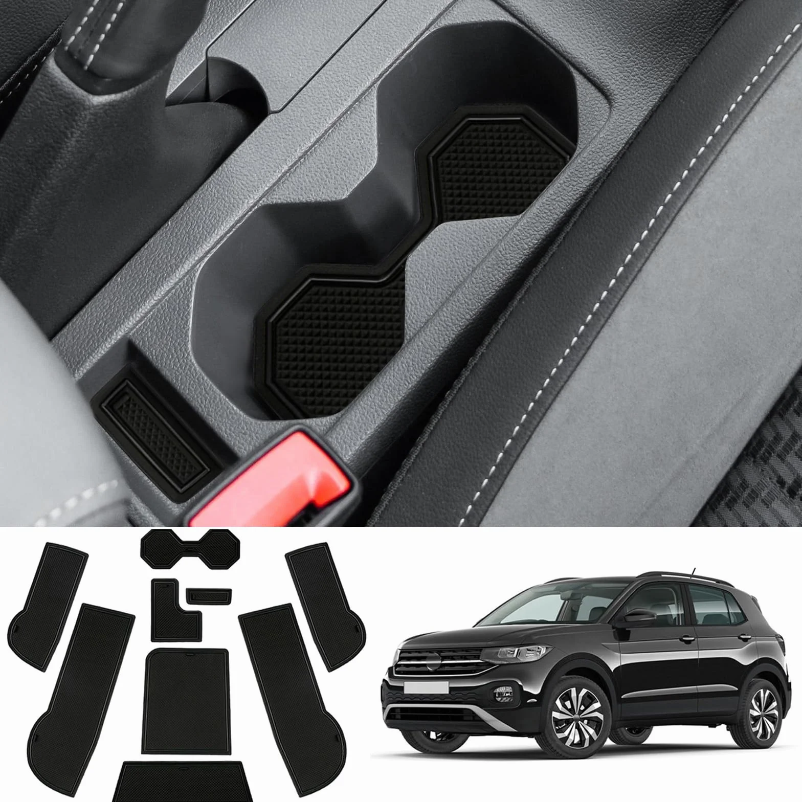 Gumowe maty antypoślizgowe VW T-Cross 2018-2024 czarny
