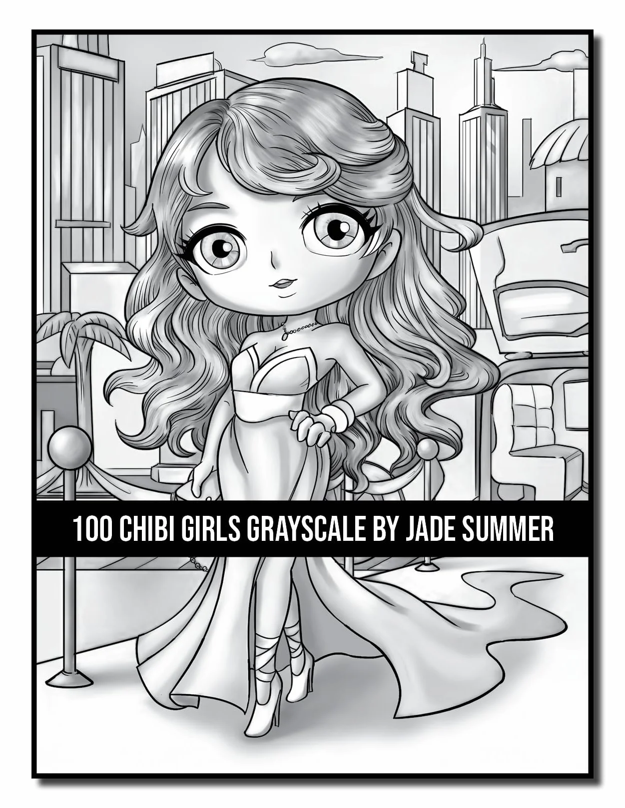 100 Chibi Girls Grayscale: An Adult Coloring Book Collection with Cute Girls, Fantasy, Horror, Christmas, and More!