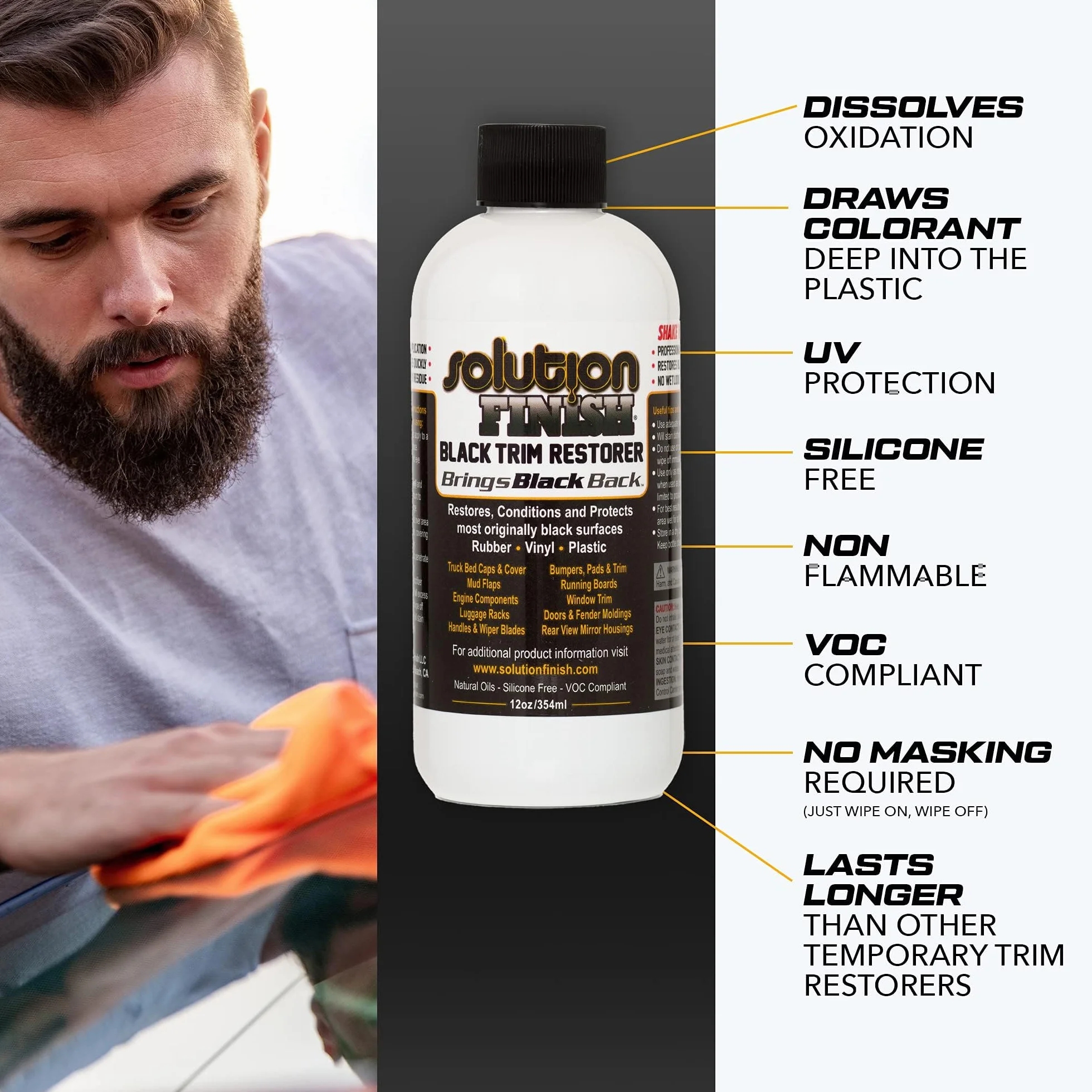 Solution Finish Czarny plastik i winyl Restorer 350 ml przez Solution Finish